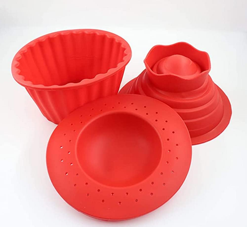 Giant Cupcake Molds,Dishwasher Safe Big Top Silicone Cupcake Molds,Non-Stick Jumbo Caupcake Bake Sets for Easy Cake Decorating and DIY Bake Tools(3 Pack) (Red) image number 4