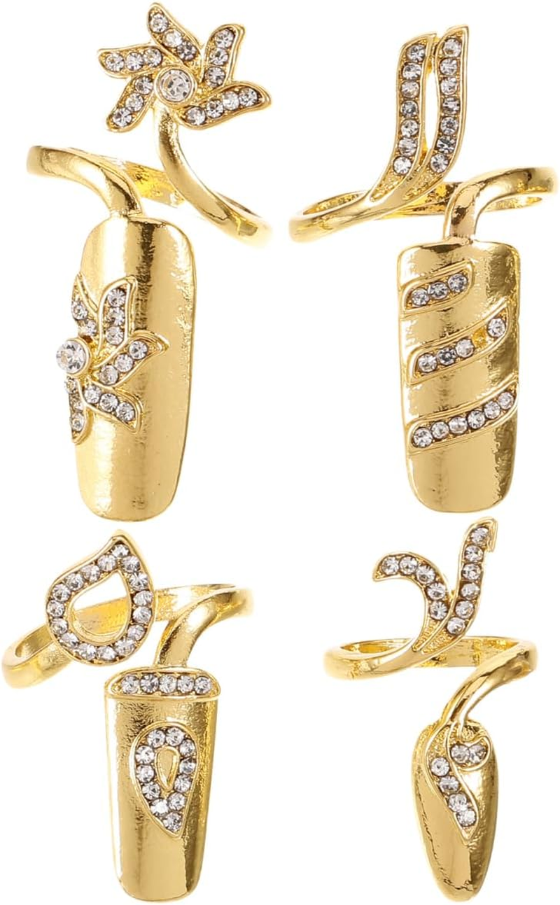 FRCOLOR 8 Pcs Women Fingernail Nail Ring Fingernail Rings Rhinestone Ring Rings Fashion Simple