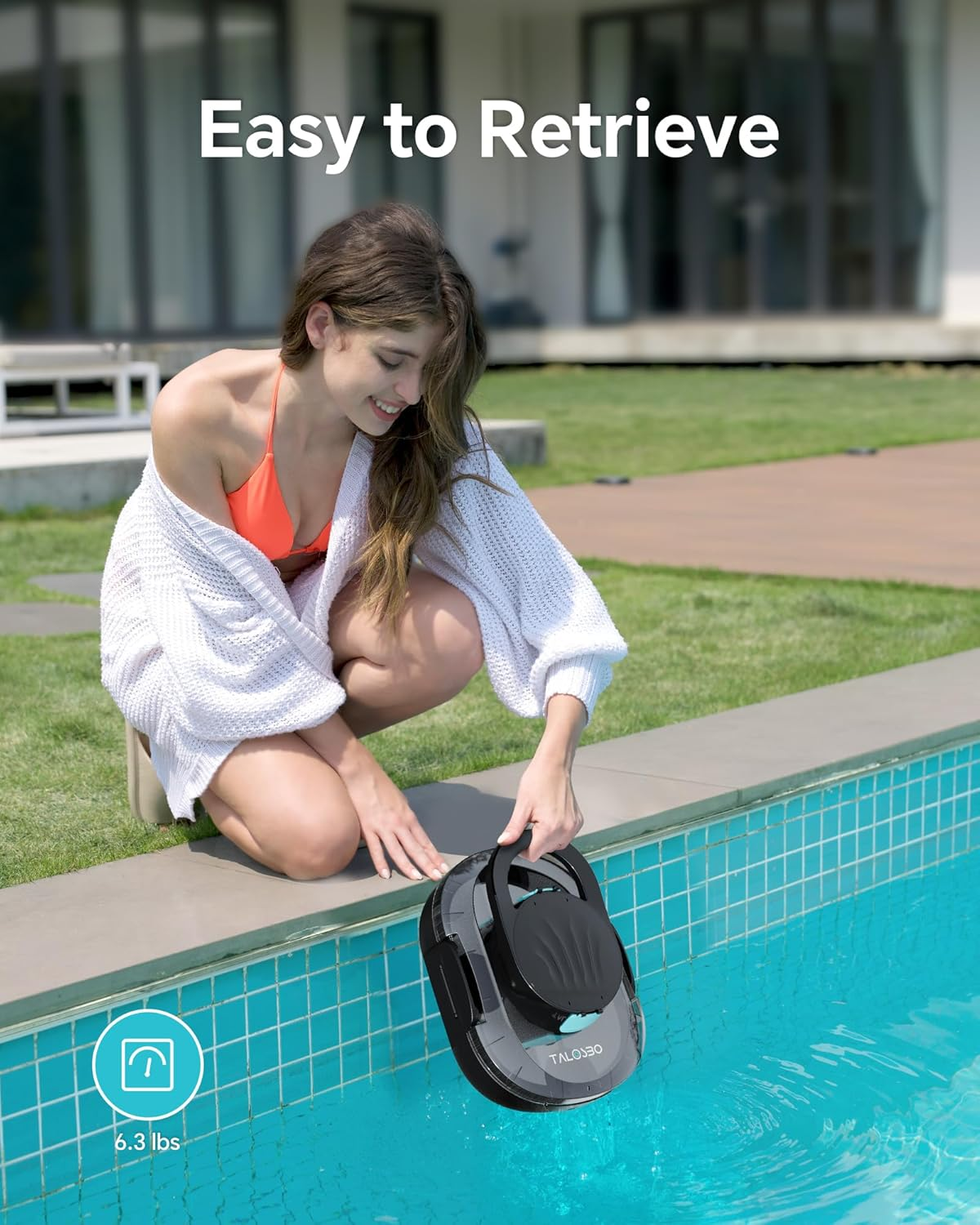 Pleco S1 Cordless Robotic Pool Cleaner with 75-80Mins Runtime, Small Pool Vacuum for Above-Ground Pools up to 60㎡, Lightweight, Auto-Parking, Black image number 2