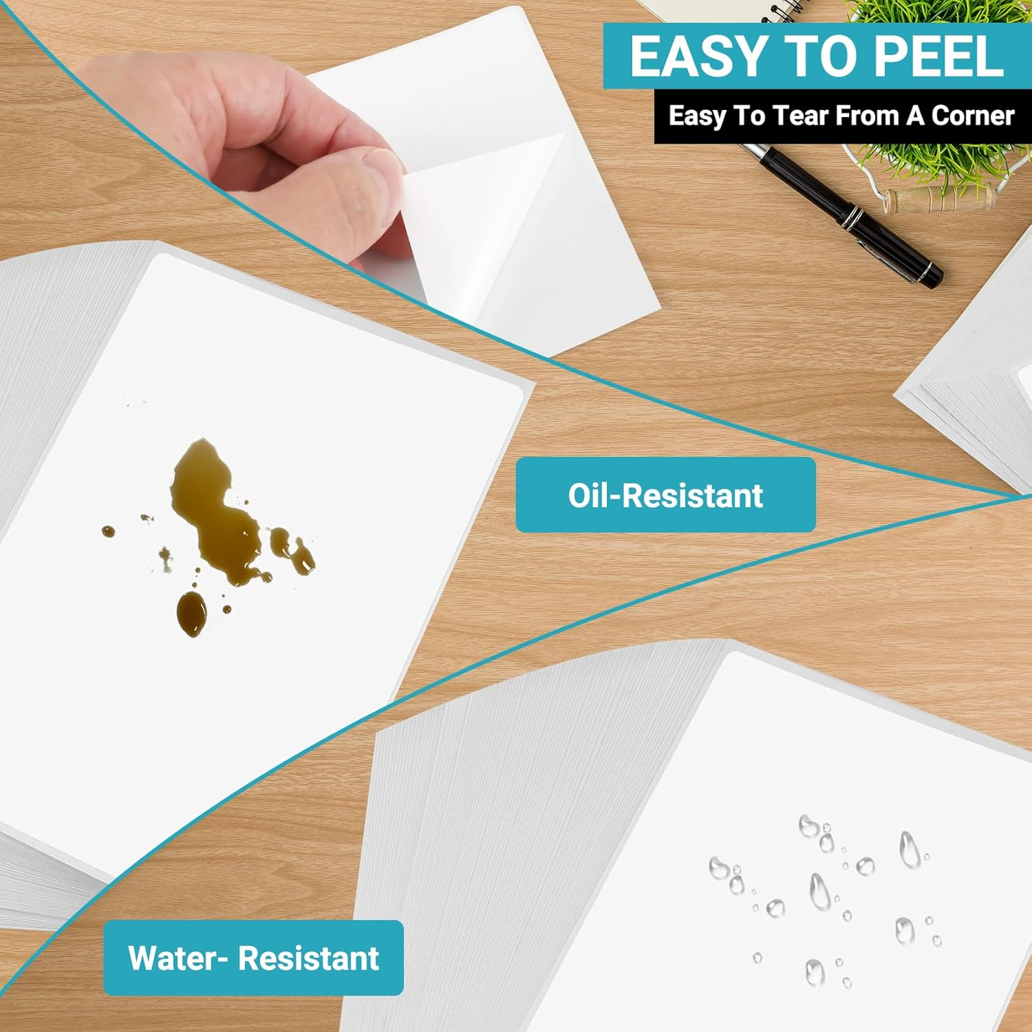 100 Pcs Removable Labels 4X6 Inch Resistants No Residue for Home Packing Box Storage Bins Matte White Paper Sheets Permanent Strong Adhesive Matte Self Adhesive Sheets Waterproof Sticker Paper