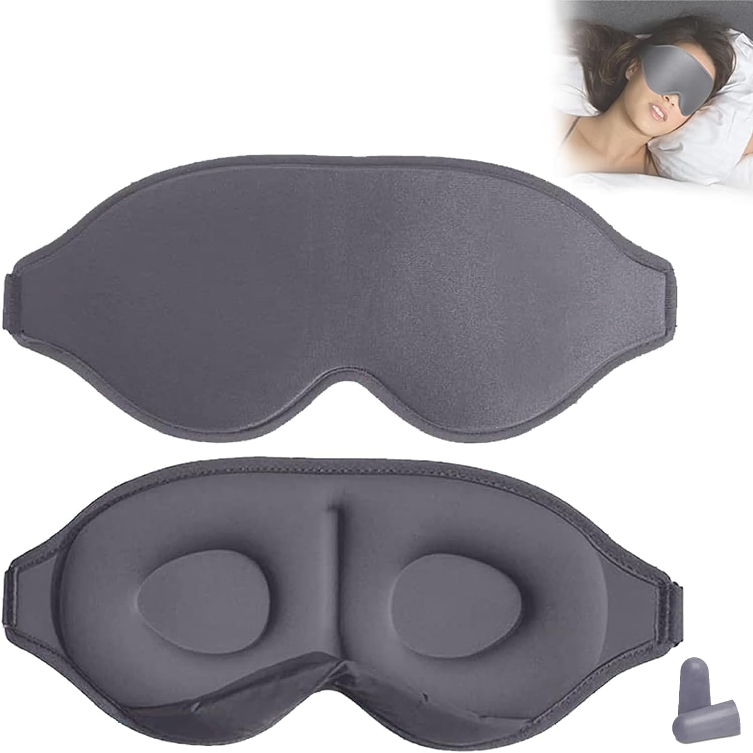 Sleep Eye Mask, 3D Deep Contoured Eye Covers for Sleeping, Block Out Light Eye Mask, Zero Eye Pressure Blindfold for Men Women with Adjustable Strap for Sleeping, Traveling (Black)