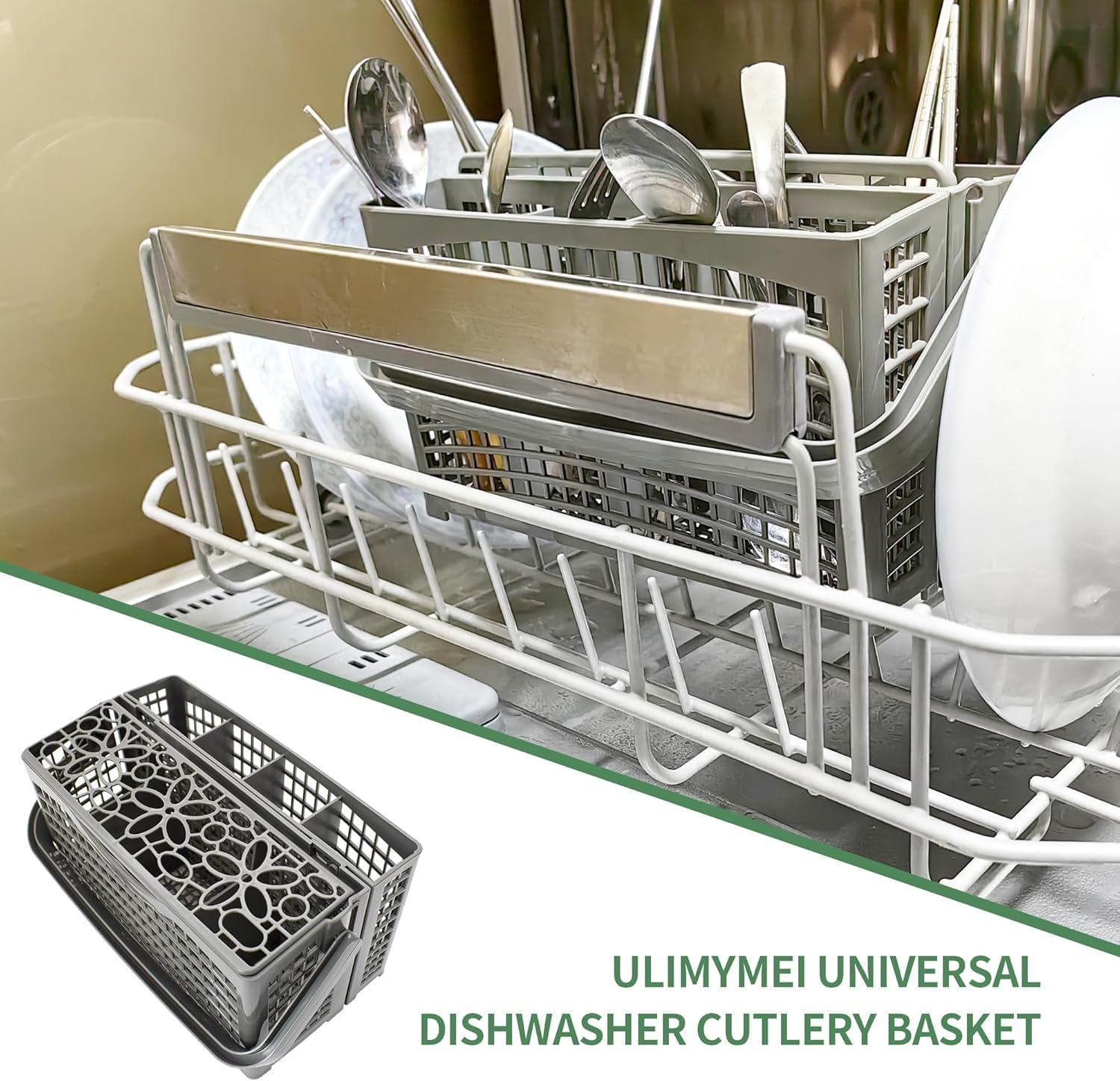 Qinghong 2 in 1 Universal Dishwasher Replacement Cutlery Basket Utensil Basket Utensil Basket with Handle image number 1