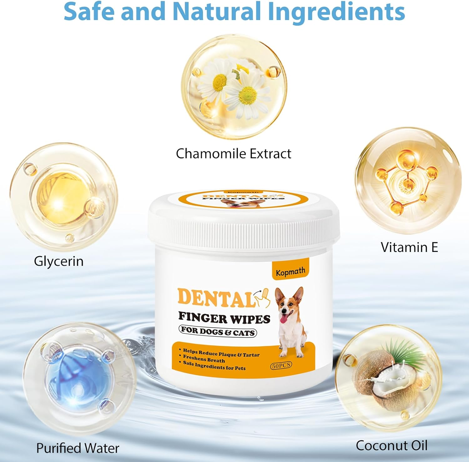 [Upgraded] Kopmath Dog Teeth Cleaning Finger Wipes, Tartar & Plaque Remover with Brushing Beads, More Friction, Dog Breath Freshener, Natural Dog Dental Wipes for Cat, Disposable Dog Teeth Wipes image number 5