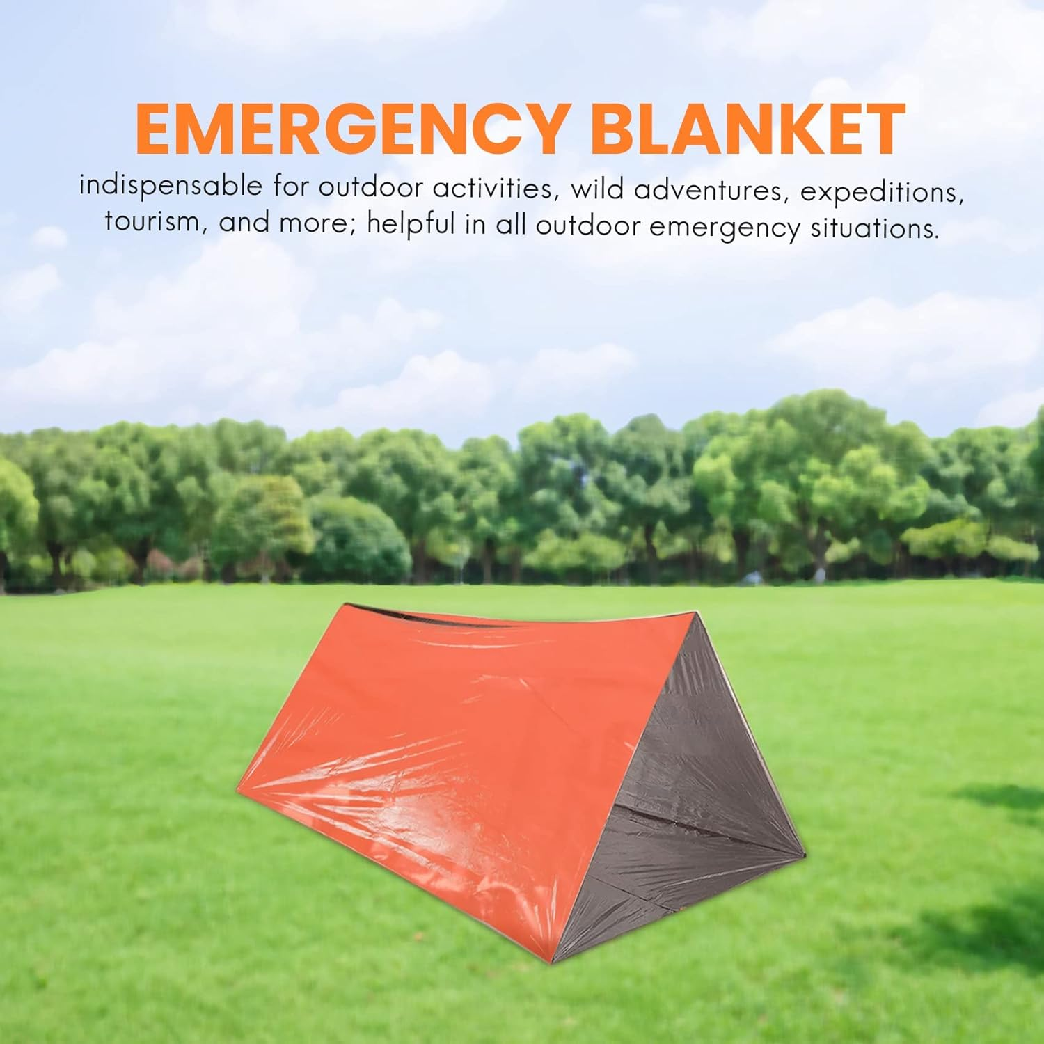 Emergency Blanket, Camping Blanket with Survival Whistle Waterproof Lightweight Thermal Bivy Sack Survival Blanket Bags, Nylon Sleeping Bag for Camping, Hiking, Outdoor, Activities -2Pack