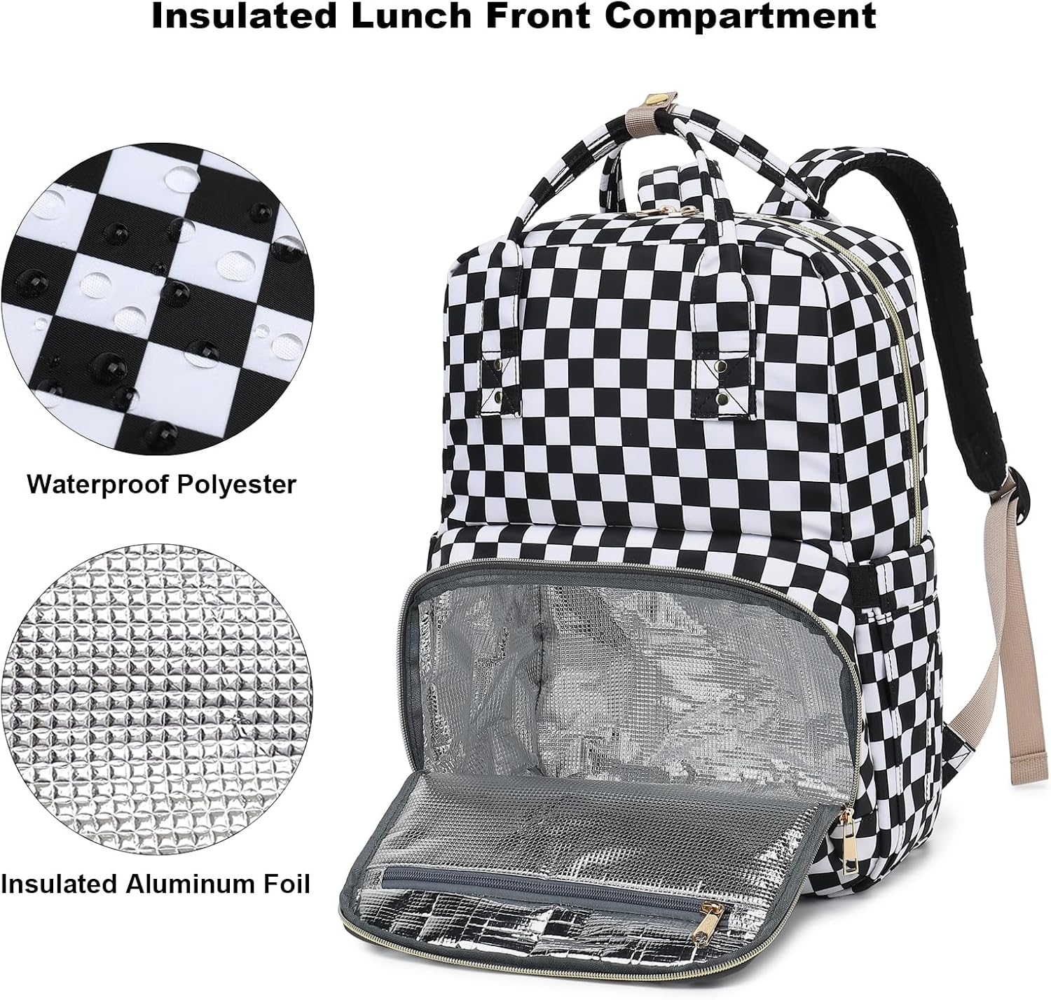 Lunch Backpack for Girls Women, Insulated Cooler 15.6 Inch Laptop Backpacks, Teacher Nurse Work Backpack Waterproof College School Bookbag image number 5