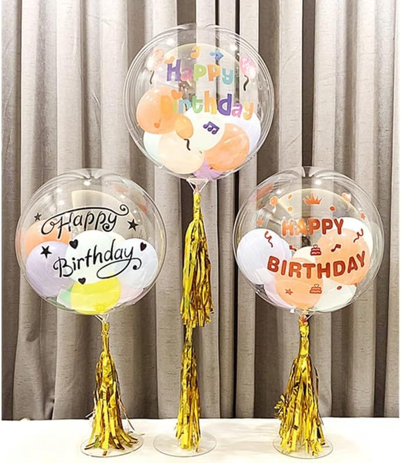 Generic Pack of 6 Gold Happy Birthday Balloon Stickers, Self-Adhesive Balloon Decorations for DIY Balloons at Birthday Party, Unisex-Kids image number 1