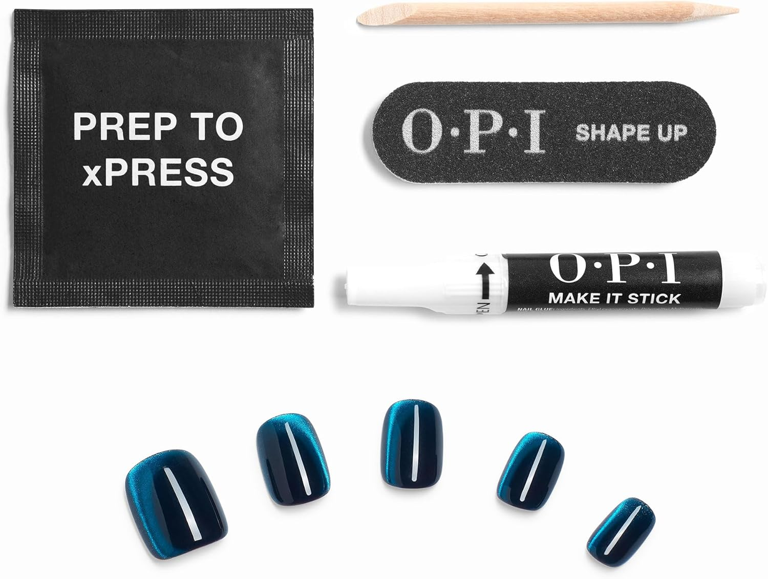 OPI Xpress/On Press on Nails, up to 14 Days of Wear, Gel-Like Salon Manicure, Reusable, Vegan, Sustainable Packaging, with Nail Glue, Neptune In image number 1