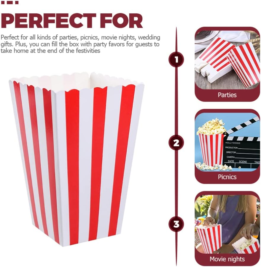 STOBOK 10Pcs Small Popcorn Boxes Popcorn Holds Popcorn Storage Container Classic Popcorn Tubs for Cinema Restaurant image number 4