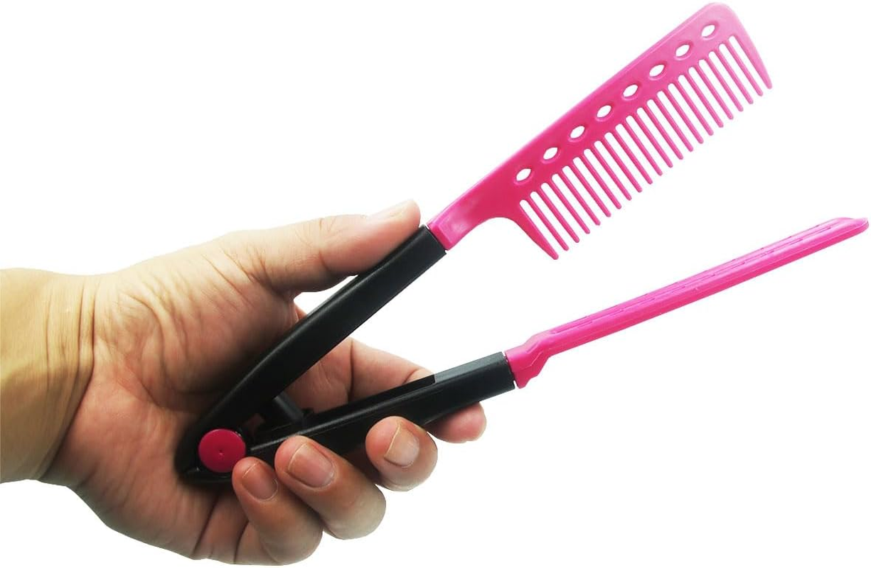 Zqzeen 3 PCS Set V Shaped Plastic Hair Straightening Comb DIY Salon Hair Brush Combs image number 6