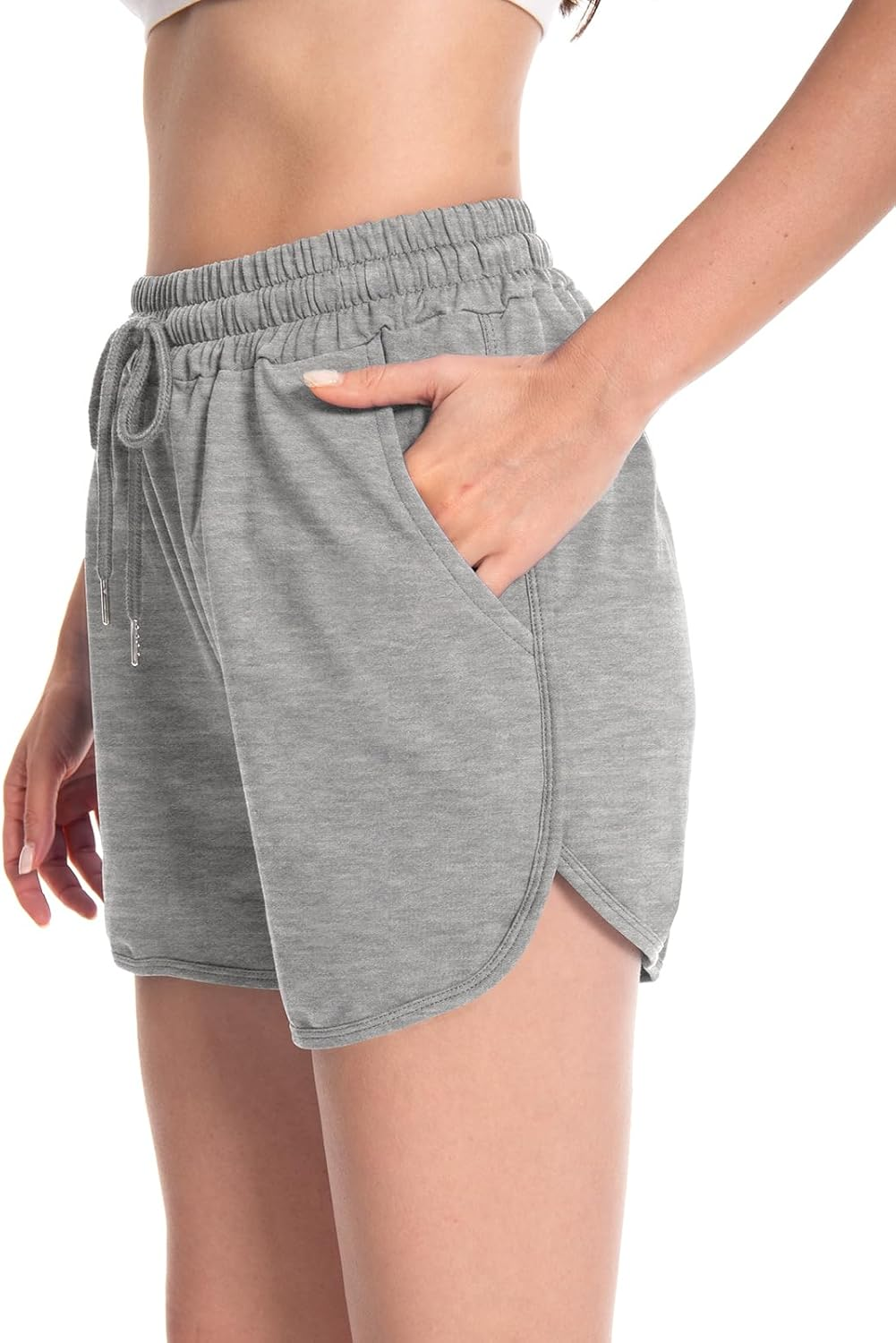 Rolcoassuns 2 Pack Womens Running Shorts Jogger Casual Cotton Sweat Shorts Comfy Lounge Bermuda Hiking Sports Athletic Tracksuit Bottoms with Pockets image number 1