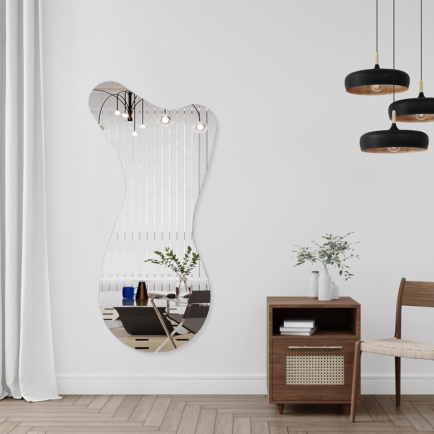 BST FURNH Whale Mirror 44X21 Inch Irregular Wall Mirror,Frameless Wall Mirror,Bedroom Living Room Bathroom Wall Mirror,Irregular Mirror image number 4