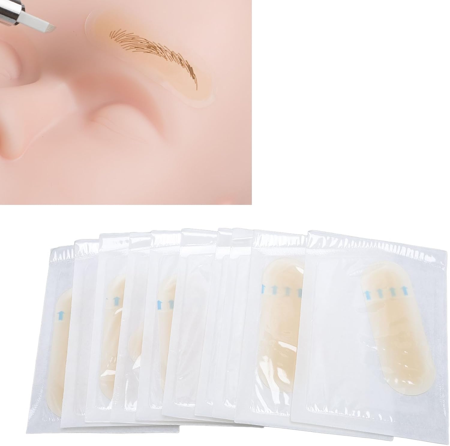 20PCS Light Skin Color Transfer Eyebrow Skin Sticker, Practice Makeup Eyebrow Stencil Stickers for Beauty Salon, Disposable for Sanitation and Security image number 2