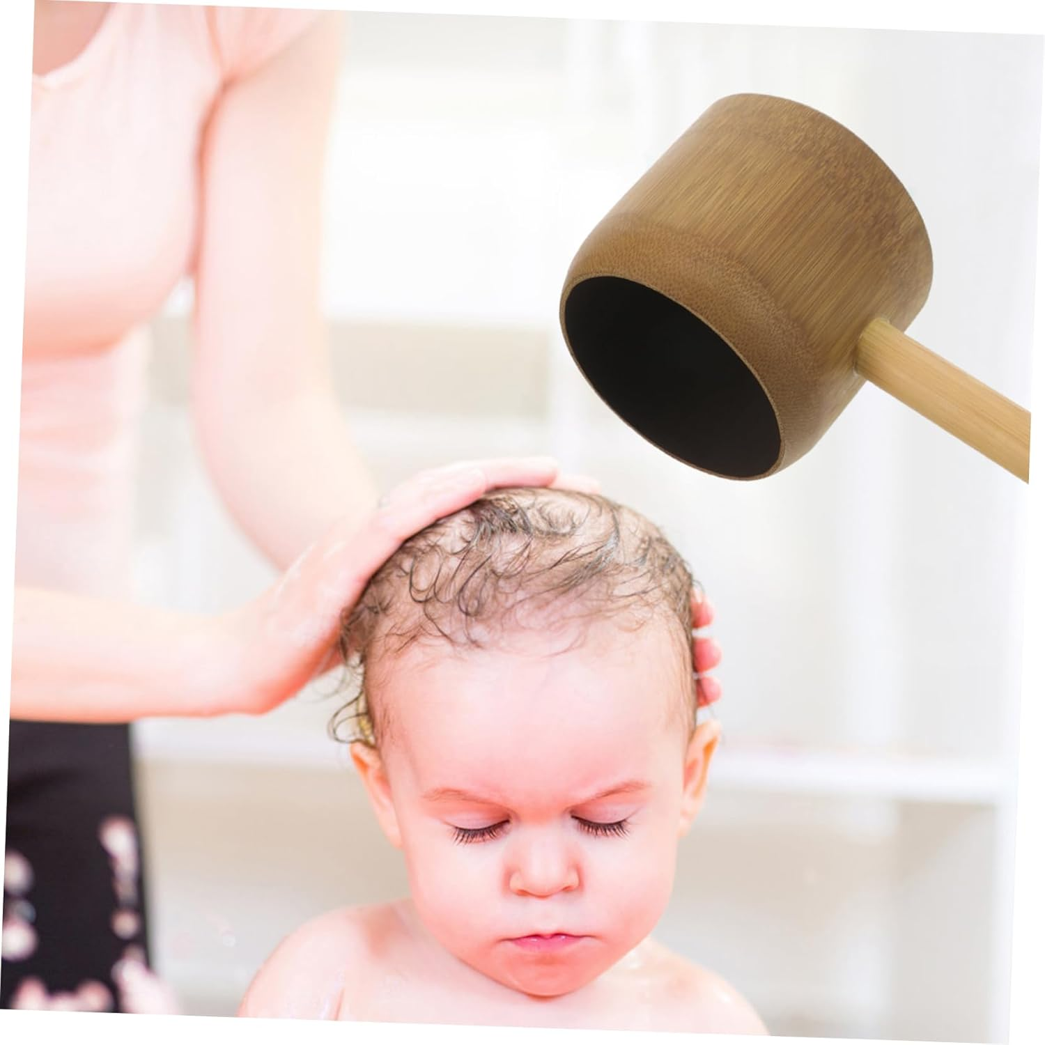 Healeved Bamboo Shampoo Spoon Dipper Water Bucket Indoor Watering Ladle Bath Cup for Rinsing Hair Shower Bucket Bathroom Mug Bath Rinser Cup Bath Water Cup Bathroom Shower Ladle Ladles image number 5
