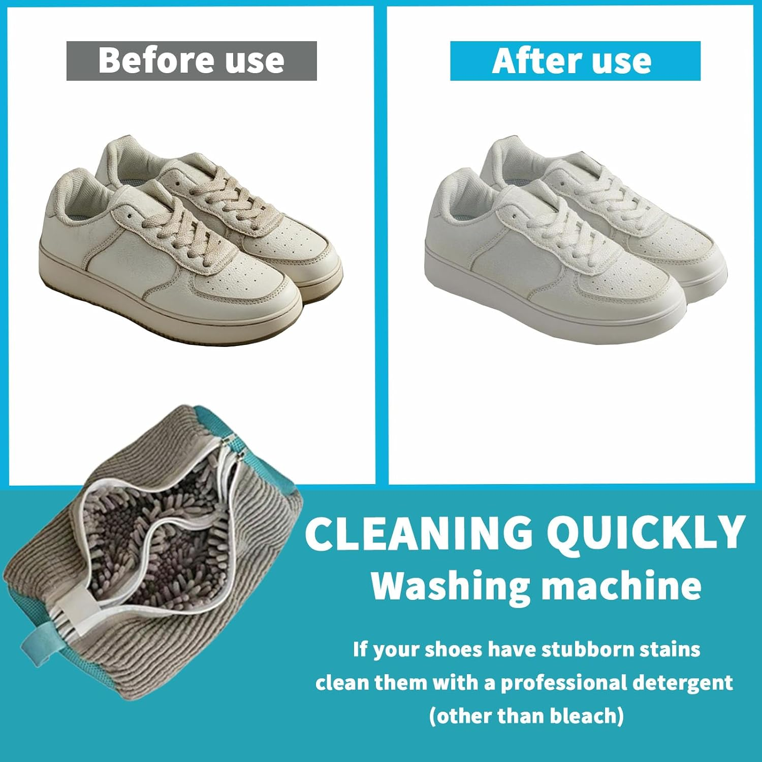 Vbvbip 2-Pcs Shoe Wash Bag for Washing Machine | Laundry Bag for Sneakers & Shoes &ndash; Reusable Shoe Cleaning with Durable Zipper,Protects Shoes in Washer & Dryer image number 5