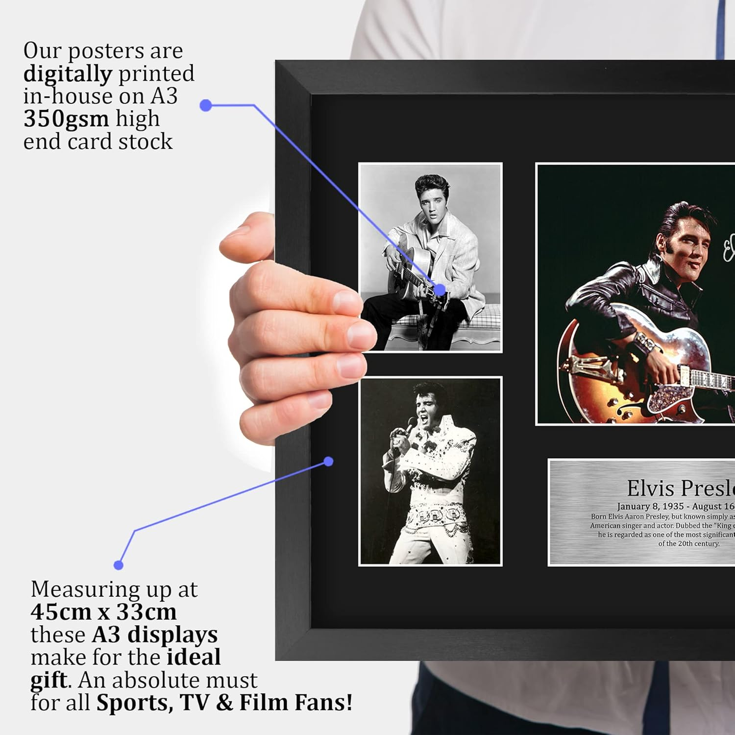 HWC Trading FR A3 Elvis Presley Musician the King Gifts Printed Signed Autograph Picture for Music Memorabilia Fans - A3 Framed image number 6