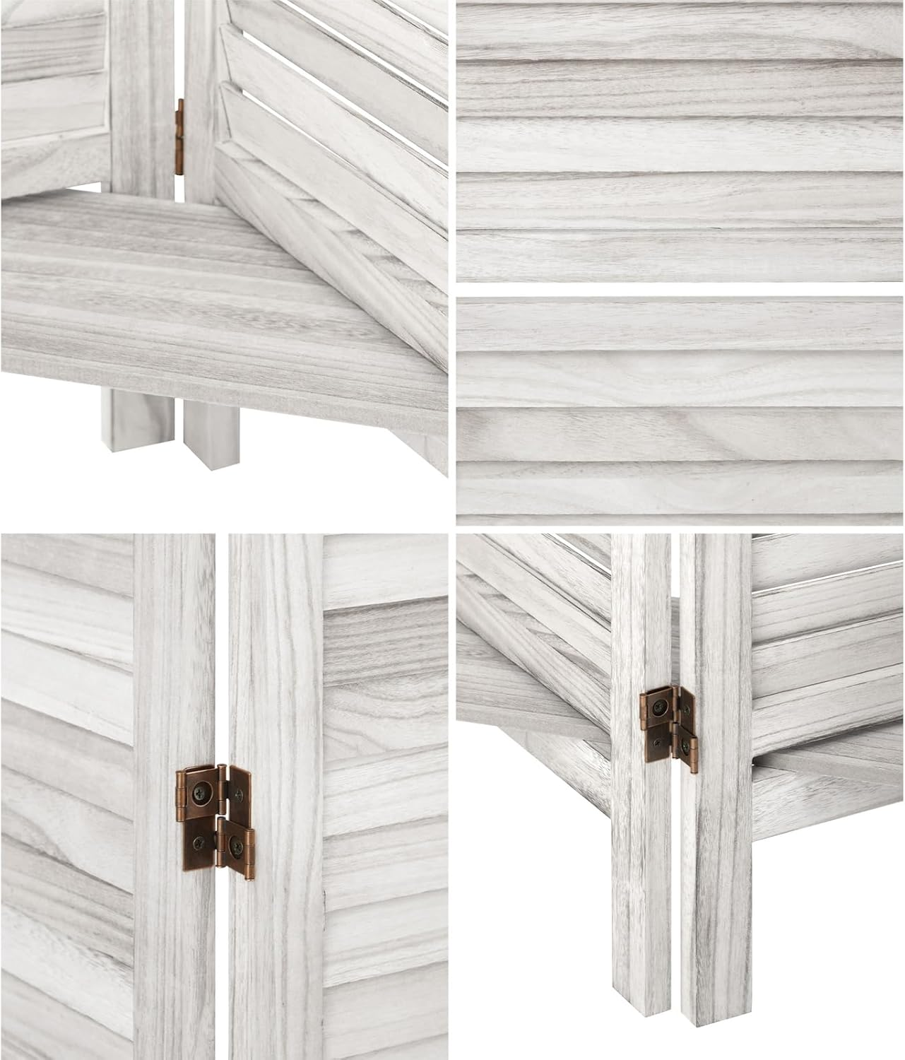 Oikiture Room Divider 4 Panel Privacy Portable Screen with Display Shelves White