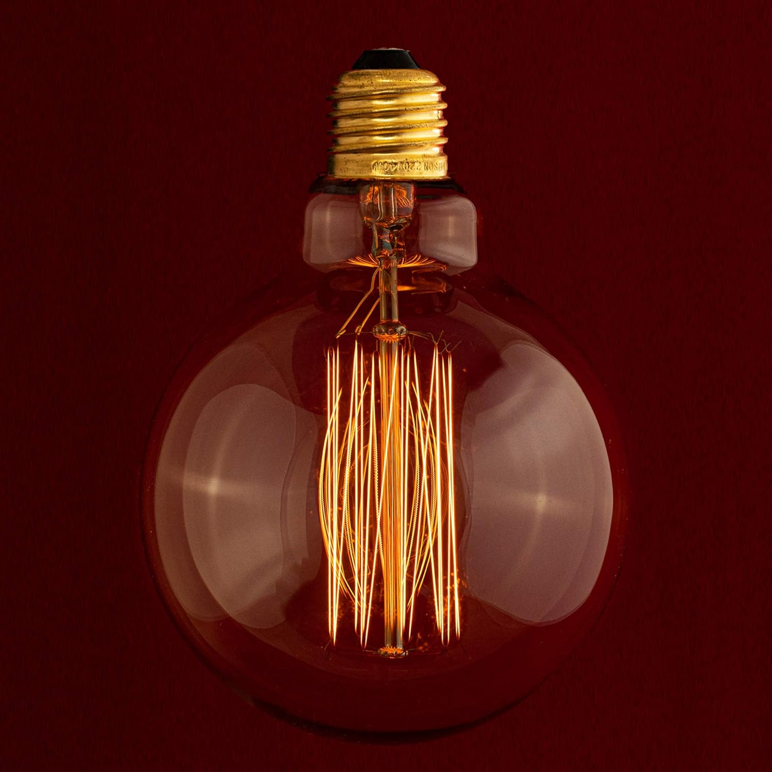 William & Watson Edison Vintage Large Globe Squirrel Cage Dimmable Light Bulb, 40W Amber Old Fashioned Retro E27 Screw Fitting Lamp (Globe Large (G95)) image number 4