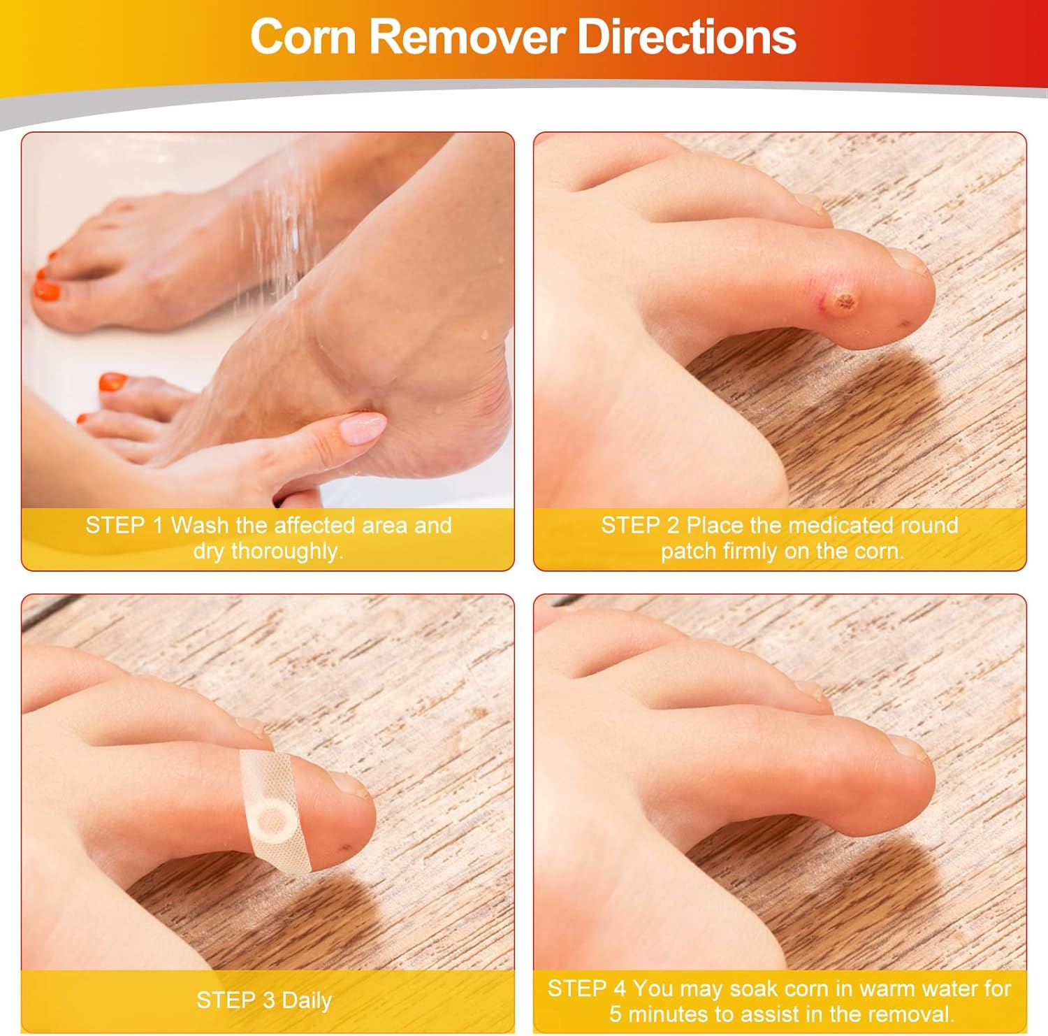 MYMULIKE Corn Removers for Feet, 24 Pack - 12 Large and 12 Small Sizes