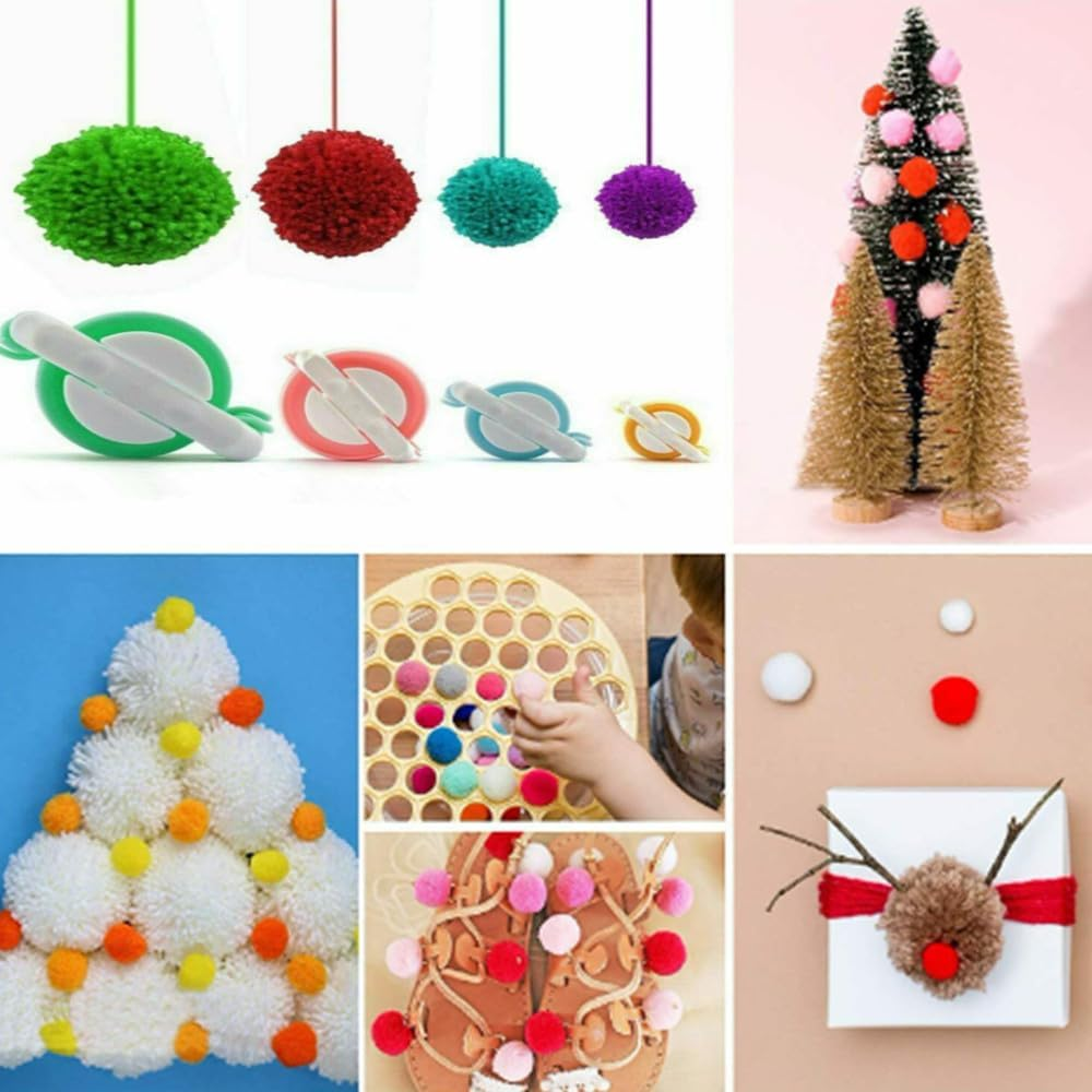 Pom Pom Makers,Pompom Maker Tool Set for Fluff Ball Weave DIY Wool Yarn Knitting Craft Project for Kids and Adult 1 Pcs Scissors+Set of 4 Pom Pom Makers, Loopunk image number 2