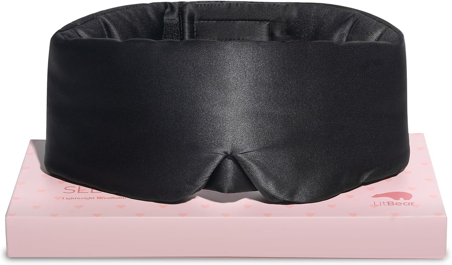 Litbear Silk Sleep Mask for Side Sleeper, Eye Mask Sleeping for Women Men 100% 22 Momme Pure Mulberry Silk, Face-Hugging Padded Eye Cover for Sleeping with Adjustable Band (Black) image number 6