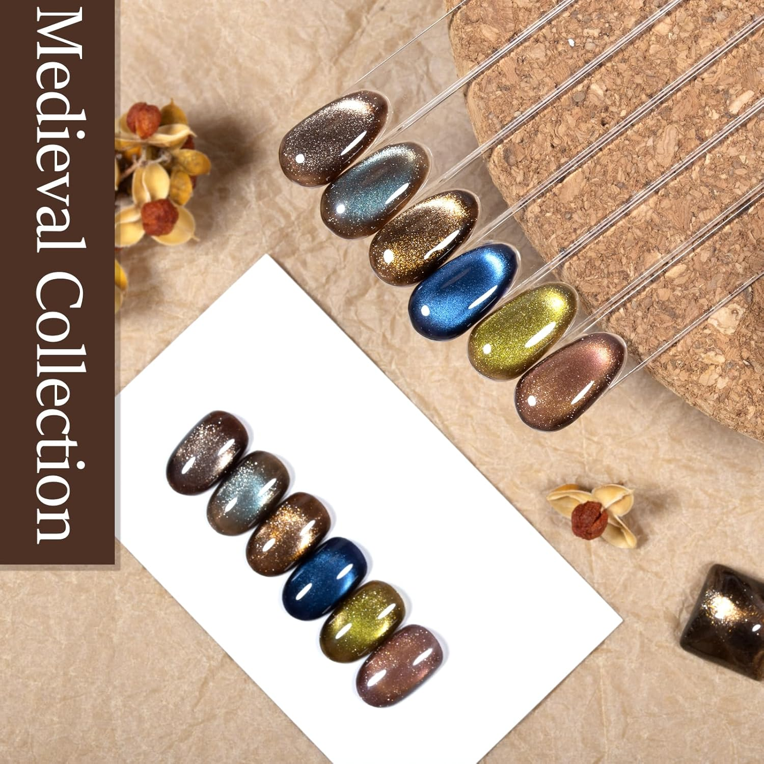 ADHERE Medieval Collection - 12Ml Dark Blue Cat Eye Gel Nail Polish 1Pc Holographic Magnetic Gel Polish, Soak Off, for Manicure Salon DIY at Home (Moon Phase) - Earl Grey image number 5