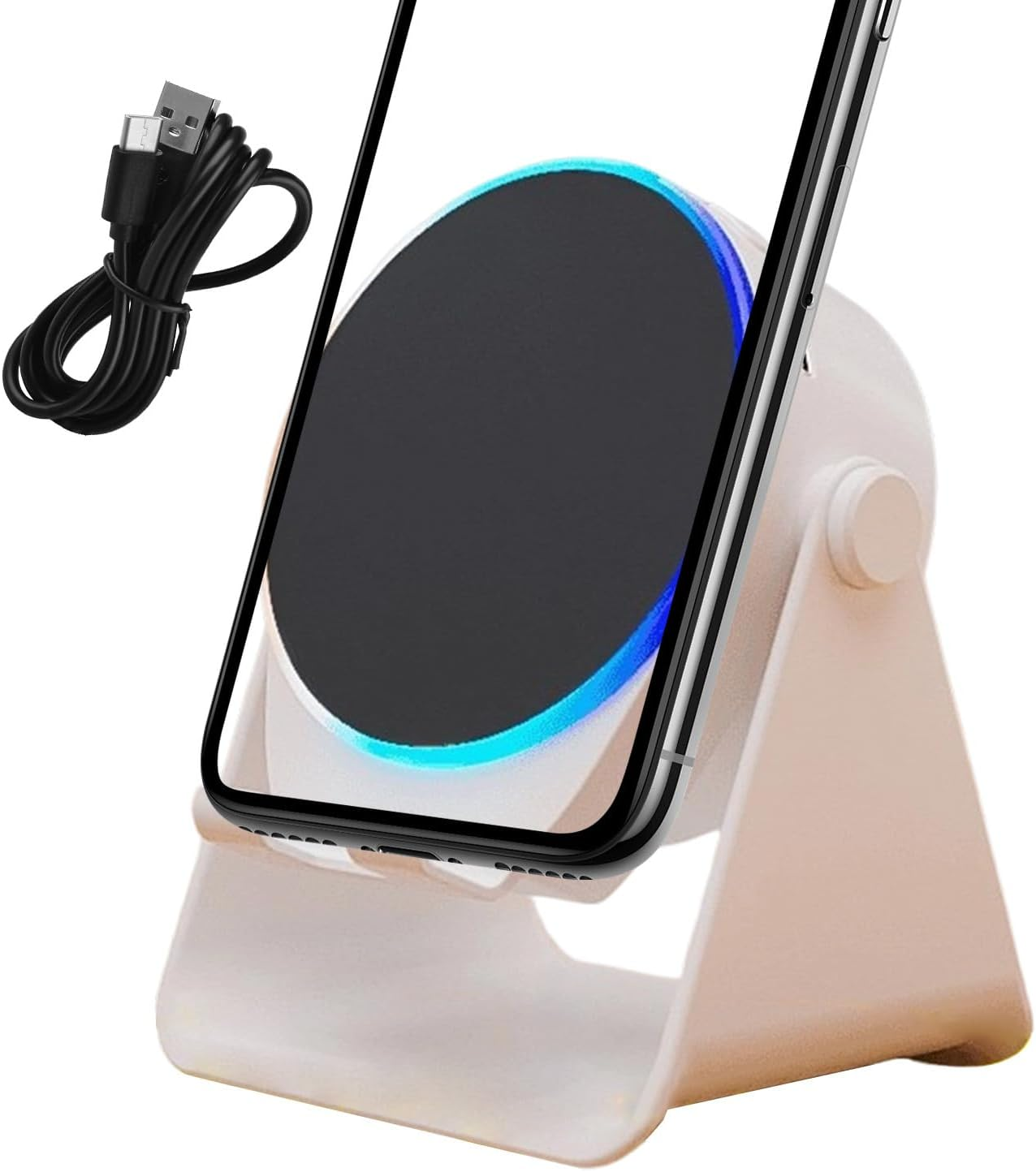 Wireless Induction Audio Speaker - Wireless Induction Amplifier Phone Stand | 360 Degree Rotate Home Speaker with Colorful Light,For Night Kitchen Bathroom Tablet image number 6