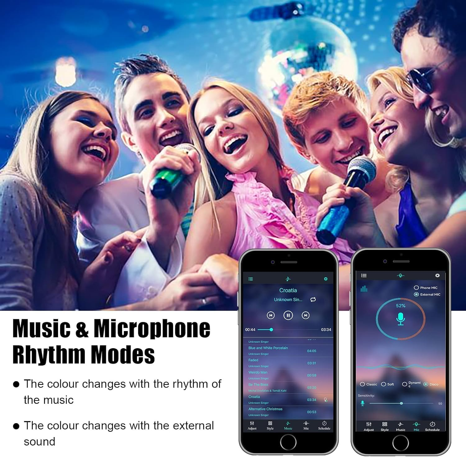 RGB LED Flood Light, 2 Pack 50W Smart RGB Color Changing Floodlight Outdoor, IP66 Waterproof Bluetooth App Control Stage Light, Dimmable RGB Lights for Party, Garden, Terrace, Christmas image number 2