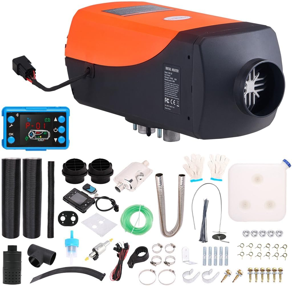 Diesel Heater 8KW 12V Bluetooth APP Control LCD Monitor Diesel Air Heater for RV Trailer Camper Van Boat Orange image number 4