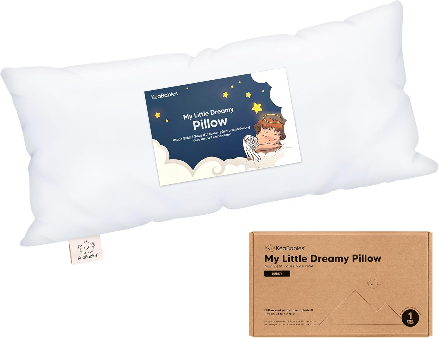Toddler Pillow with Pillowcase - 25X46 My Little Dreamy Pillow, Organic Toddler Pillows for Sleeping, Kids Pillow, Nursery Small Pillows, Travel Pillows for Sleeping, Toddler Bed Pillows (Slumber)