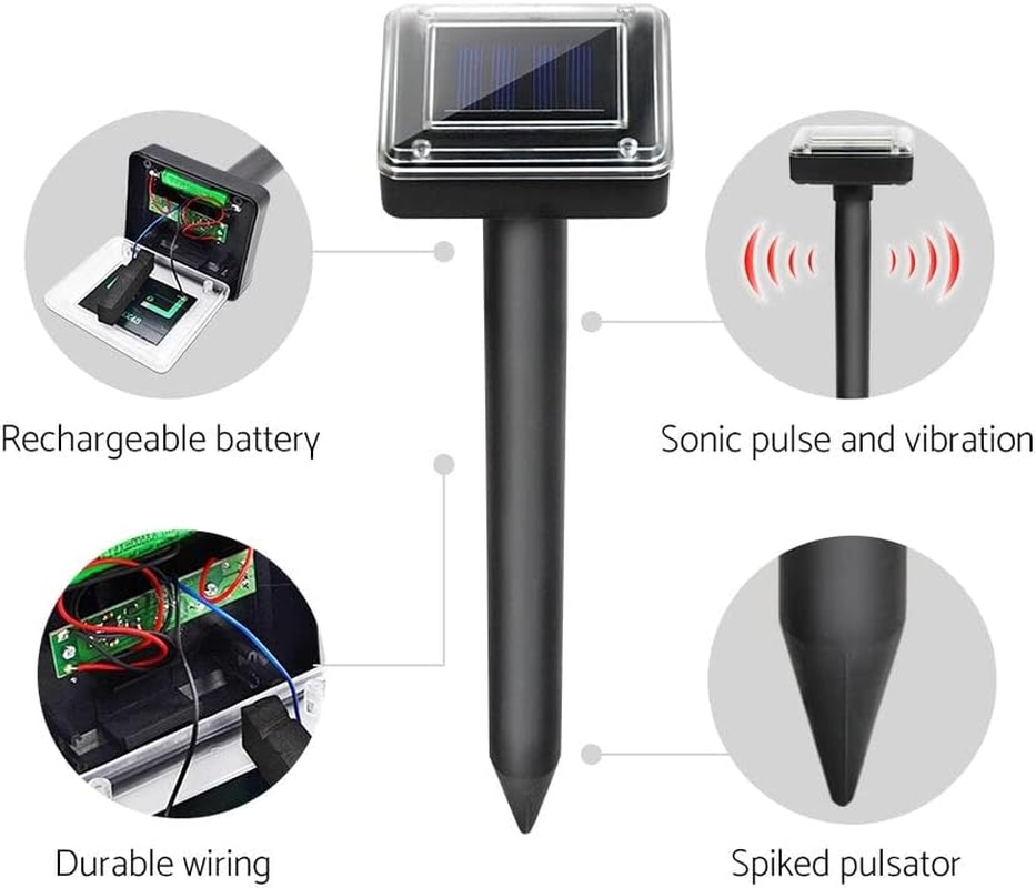 Gardeon Snake Repeller, Set of 10 Multi Pulse Solar Powered Repellent Ultrasonic Pest Mouse Repellers Rat Trap Possum Deterrent for Lawns Garden, Water Resistant ABS Plastic Black