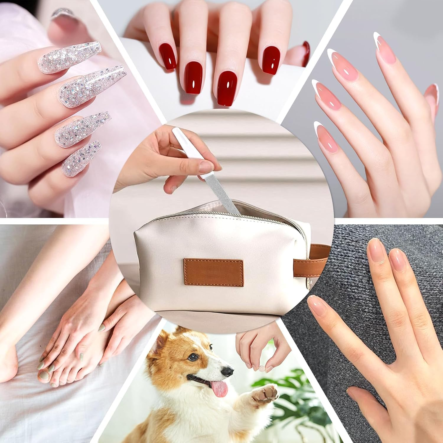 6 Pack Professional Metal Nail Files for Natural Nails - 15.2Cm/6 Inch Nail File Set for Home Salon Use - White & Black Nail Tools & Accessories image number 4