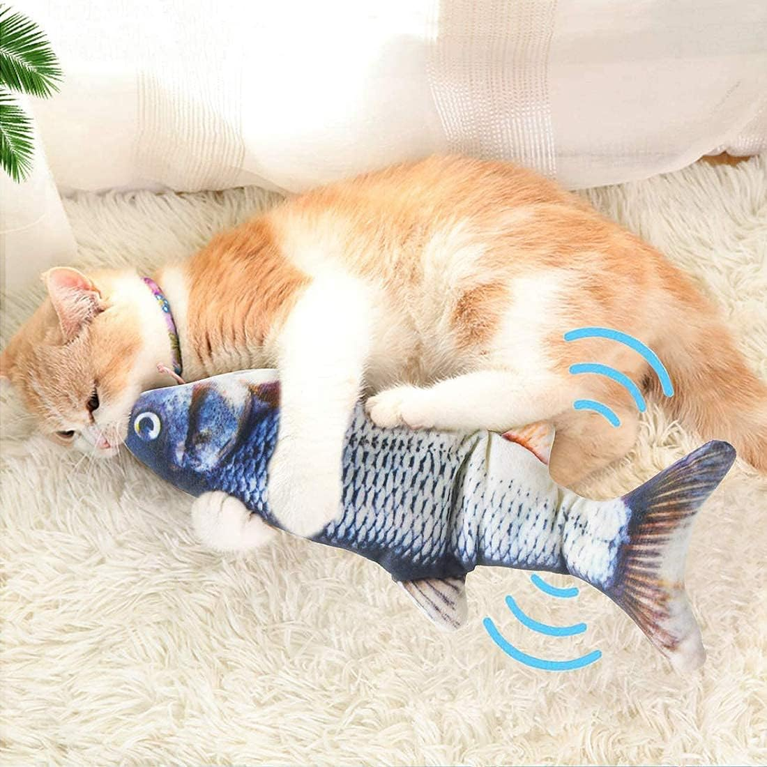 Floppy Fish Cat Toy, 2 Pack 11&rdquo; Realistic Electric Cat Fish Toy Catnip Toys, Funny Floppy Pets Pillow Chew Bite Kick Supplies for Indoor Cat Kitten Kitty/25/2047 image number 1