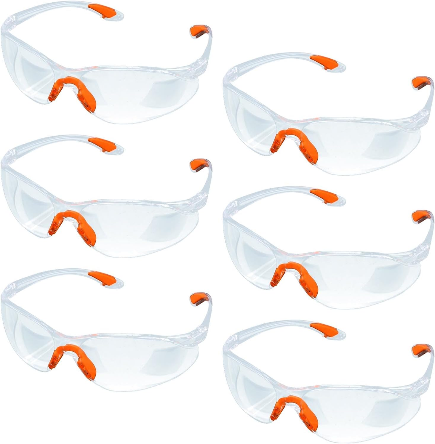 AYNKH 6PCS Safety Glasses, anti Fog Goggles Eyewear Eye Protection for Work, Wrap around Security Equipment with Clear Lenses and Rubber Nose and Ear Grips for Construction Laboratory Chemicals image number 2