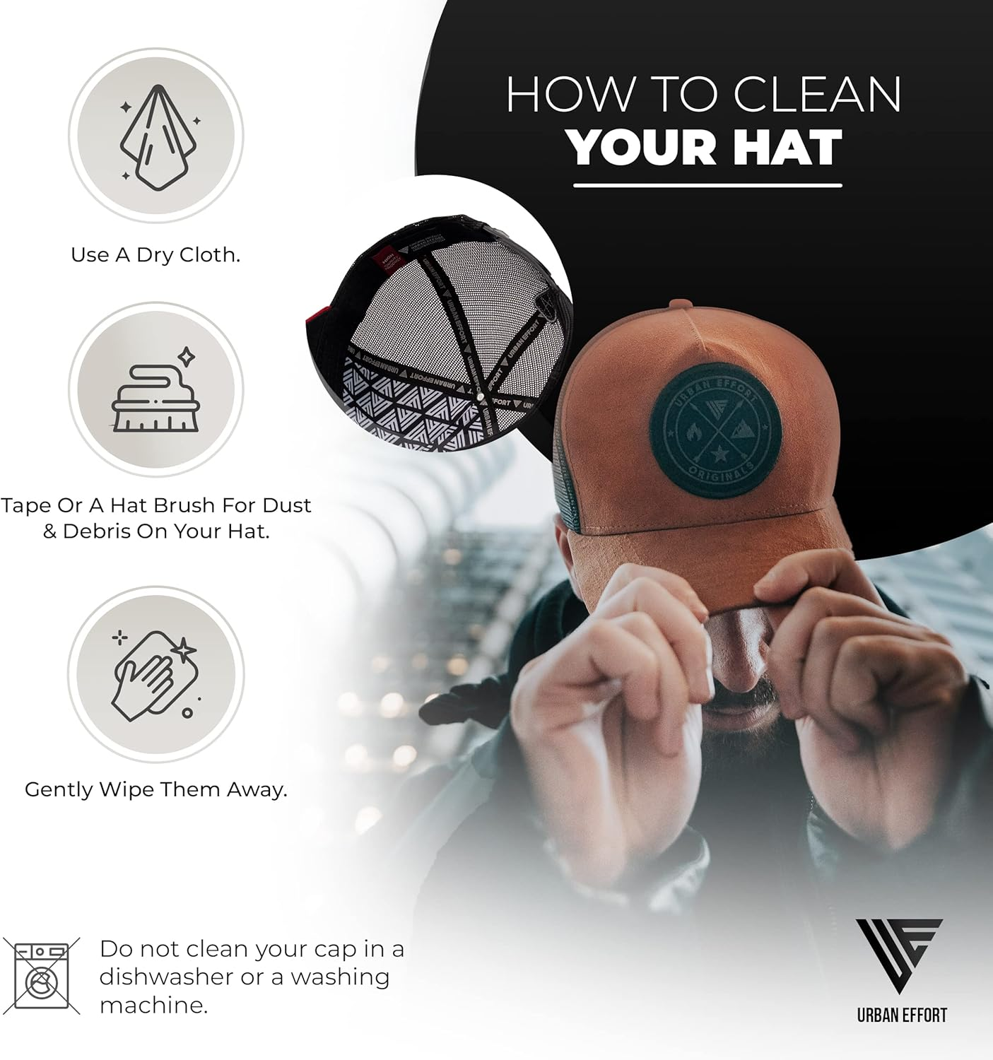 Urban Effort Mesh Back Cap - for Men and Women Baseball Hat 5-Panel Trucker Hat - Great Snapback Closure for Hunting & Hiking image number 2