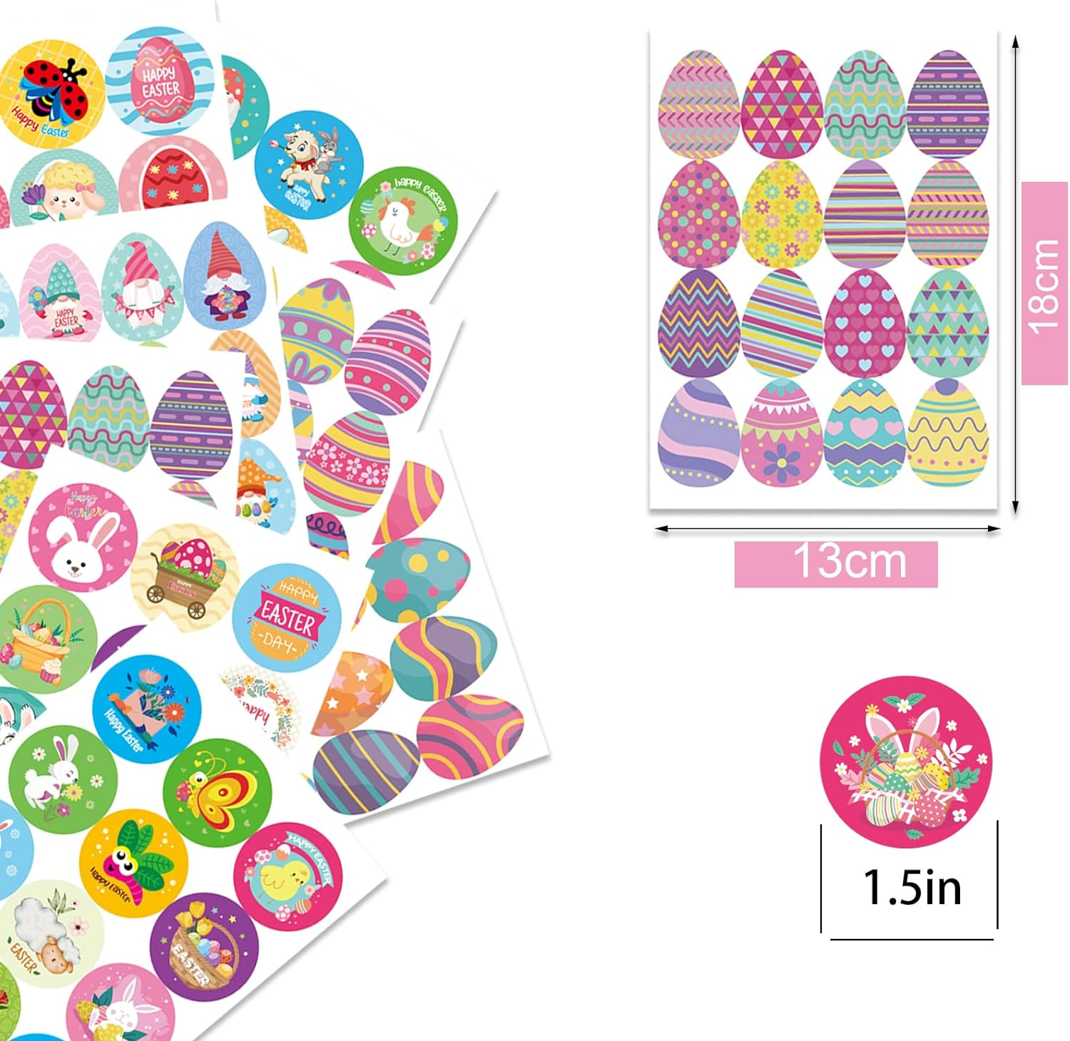 Easter Stickers Bunny Egg Happy Easter Day Sticker for Kids Stickers for Scrapbooks Envelopes Gifts Cards Self-Adhesive Decorative Stickers for Party Supplies image number 2