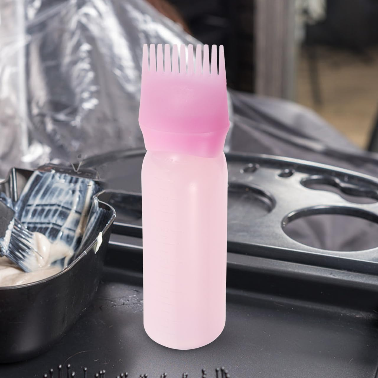 3Pcs Root Comb Applicator Bottle - Hair Oiling Dyeing Bottle with Brush Hair Color Comb Applicator for Salon Baber Shop Spa Home Hairstyling - Pink image number 5