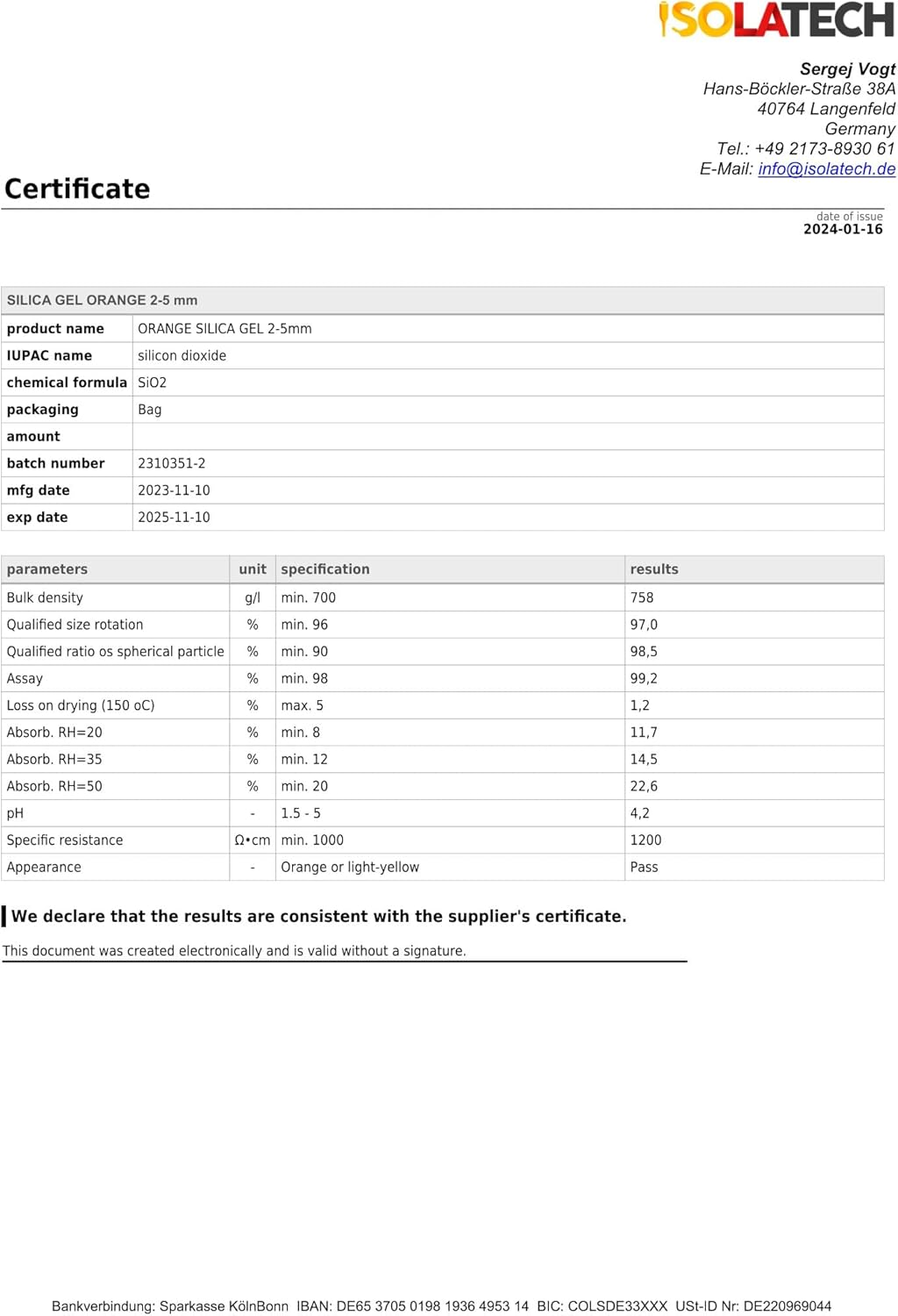 ISOLATECH Silica Gel Regenerable Desiccant Orange 400 G Bag Silica Gel Balls Silica Gel Dehumidifier image number 1
