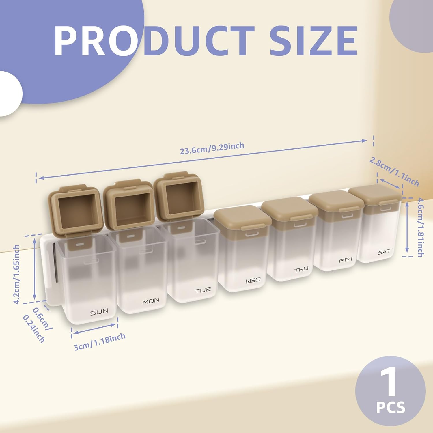 Weekly Pill Organizer with Sealed Lid, Magnetic Weekly Pill Dispenser Box for Fridge, Plastic Removable Large Capacity Pill Case for Supplement Vitamins Fish Oil (Grey) image number 2