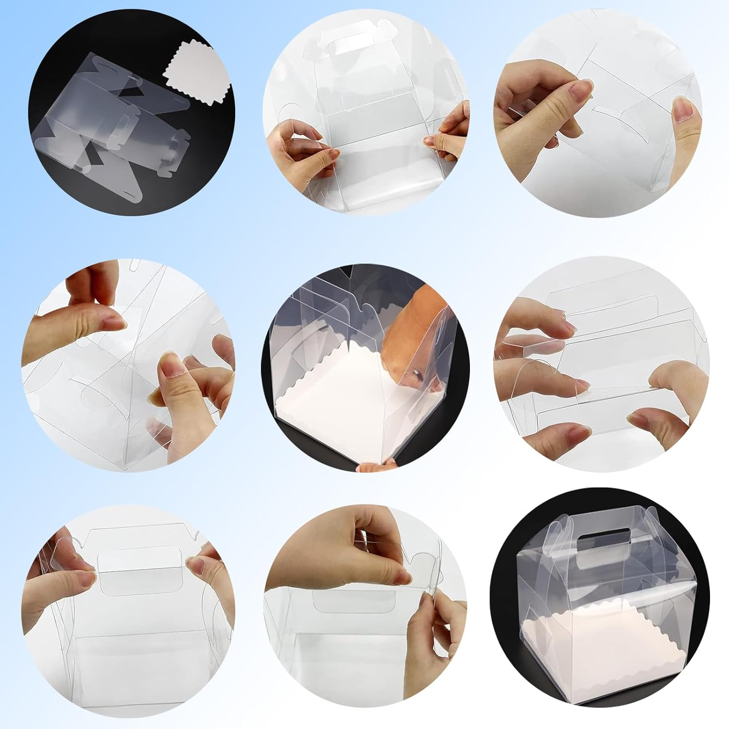 10 PCS Clear Transparent Cake Boxes, Sturdy Baking Cake Containers, Ideal for Displaying Desserts, Cakes, Candies, and Chocolates, Easy Carry Design for Any Bakery or Home Use image number 4