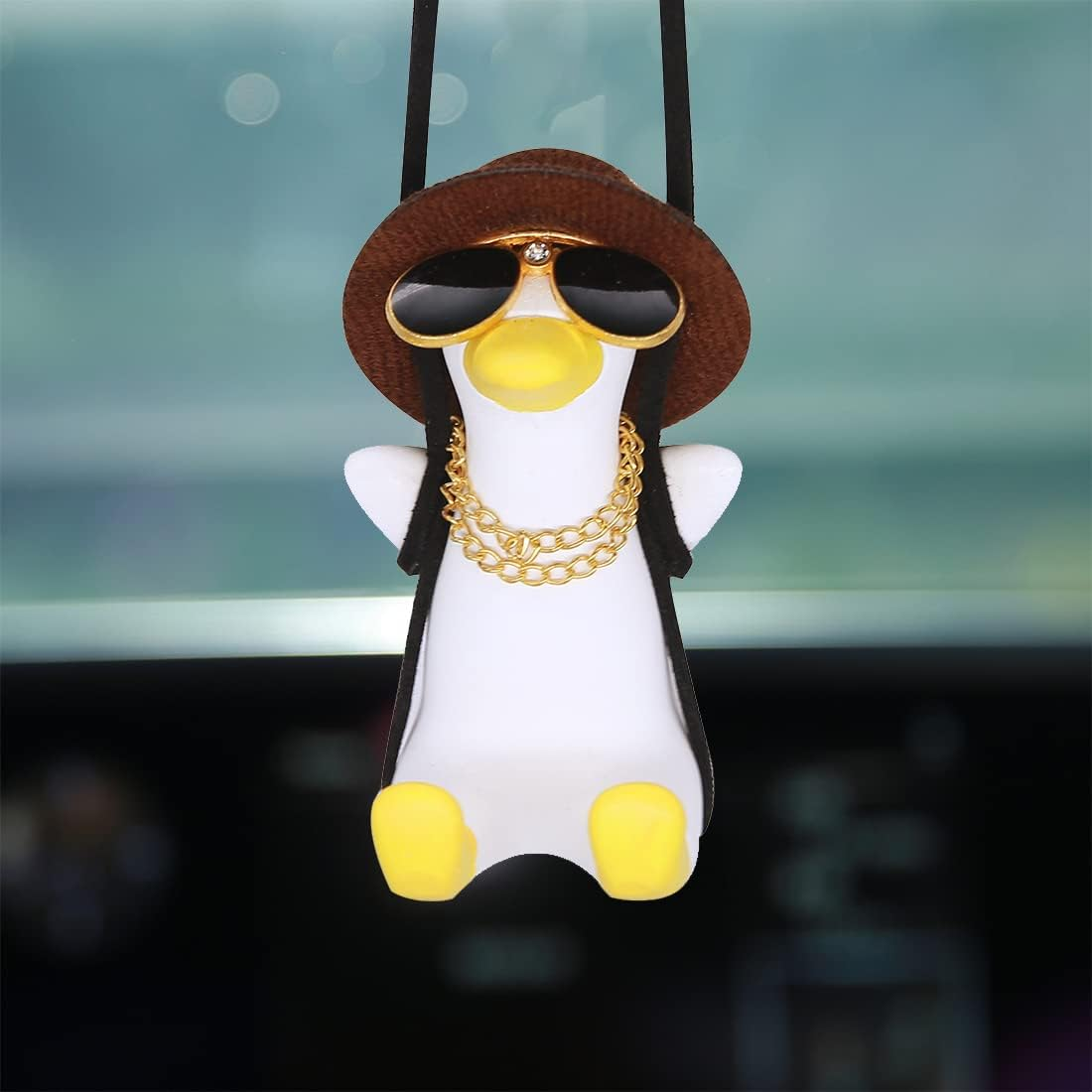 Cool Swinging Duck Car Hanging Ornament, Pendant Interior Rearview Mirror Decoration and Car Rear View Mirrior Hanging Accessories