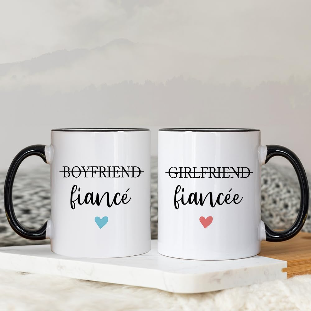 Boyfriend and Girlfriend Coffee Mug Gift Set,Fiance and Fiancee Couple Mug,Engagement Gifts for Couples Newly Engaged Him Her His Hers Mr Mrs Bride Groom Bridal Shower, Fianc&eacute; Gifts for Women 11 OZ image number 5