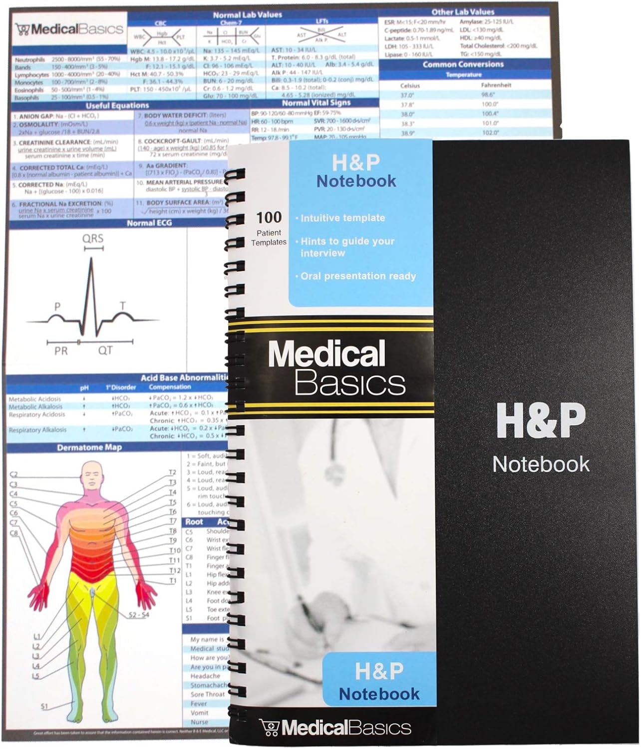 H&P Notebook - Medical History and Physical Notebook, 100 Medical Templates with Perforations