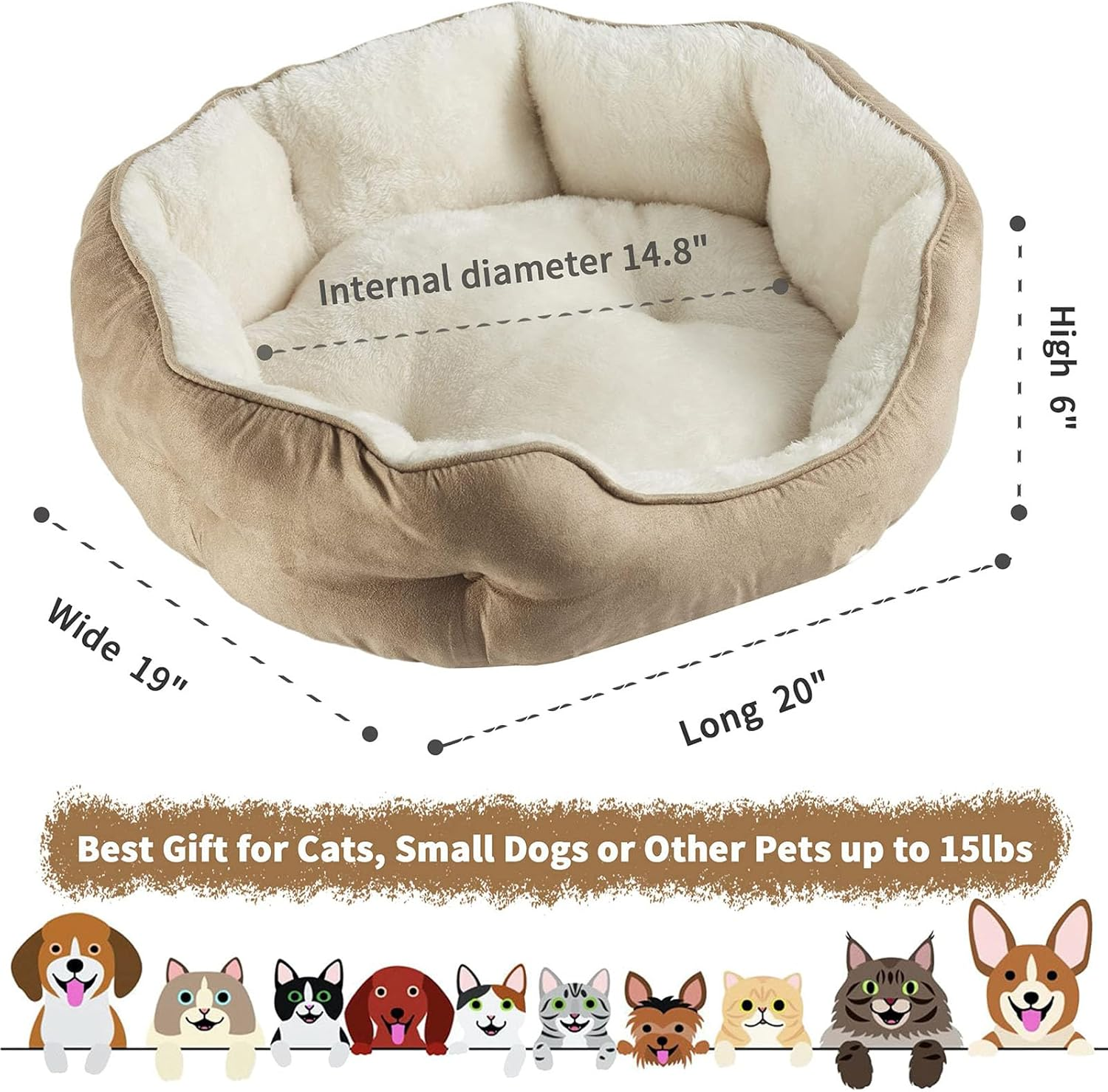 Small Dog Bed & Cat Bed - Soft round Pet Bed for Puppies & Kittens, Non-Slip Bottom, Orthopedic Support, Plush Fleece, Indoor Comfort for Small Pets image number 3