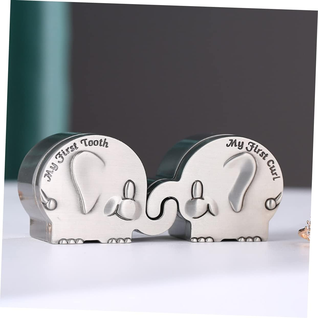 Fetal Hair Collection Box Elephant Shape First Tooth Keepsake Box for Newborn Shower image number 3