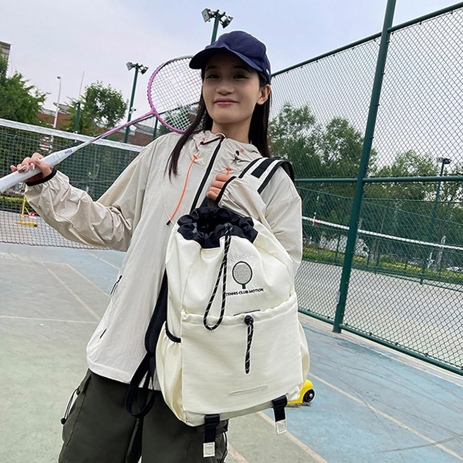 Drawstring Backpack with Yogas Mat Strap Swimming String Sackpack for Sport Gym Beach Travel Laptop Backpacks Tennis Bag Sports Gym Swim String Bag image number 6