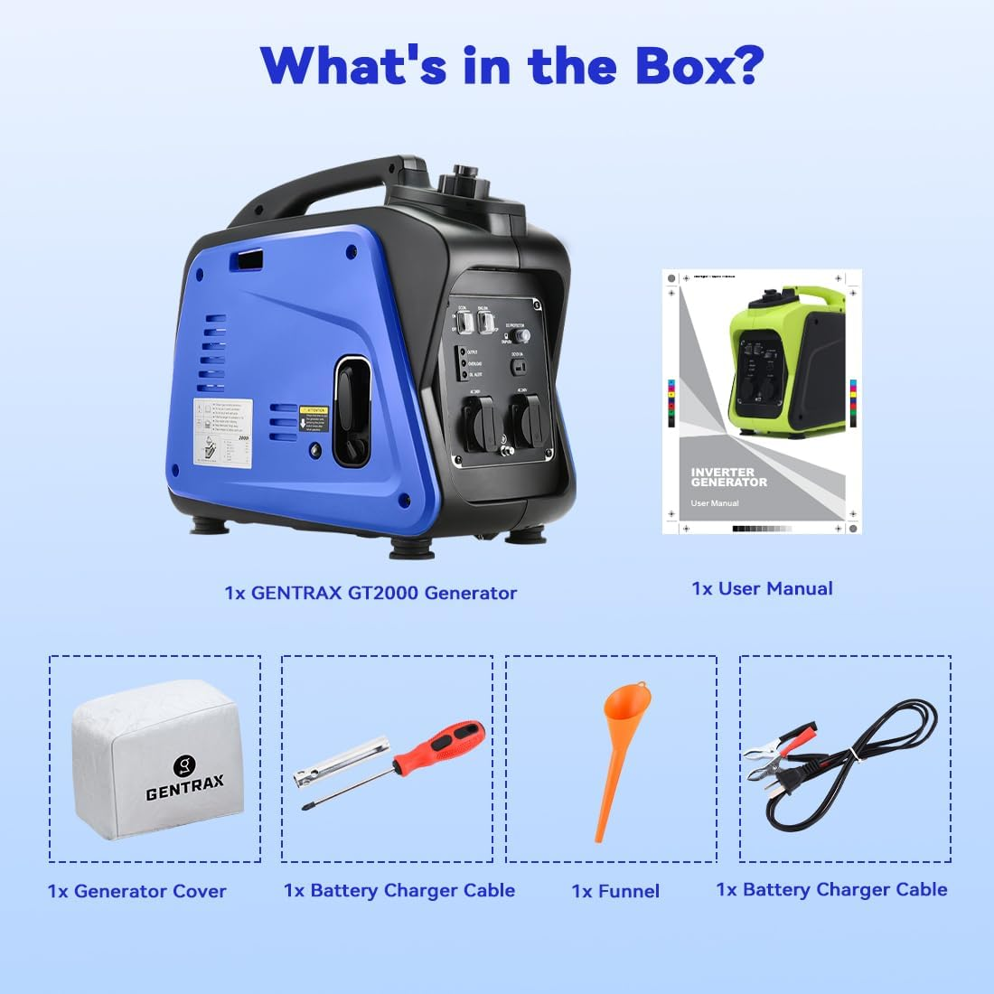 Gentrax Portable 2000 W Max Inverter Generator &ndash; 1.7 Kw Continuous Pure Sine Wave Petrol Unit, 67 Db Low Noise, Lightweight for Camping & Home image number 4