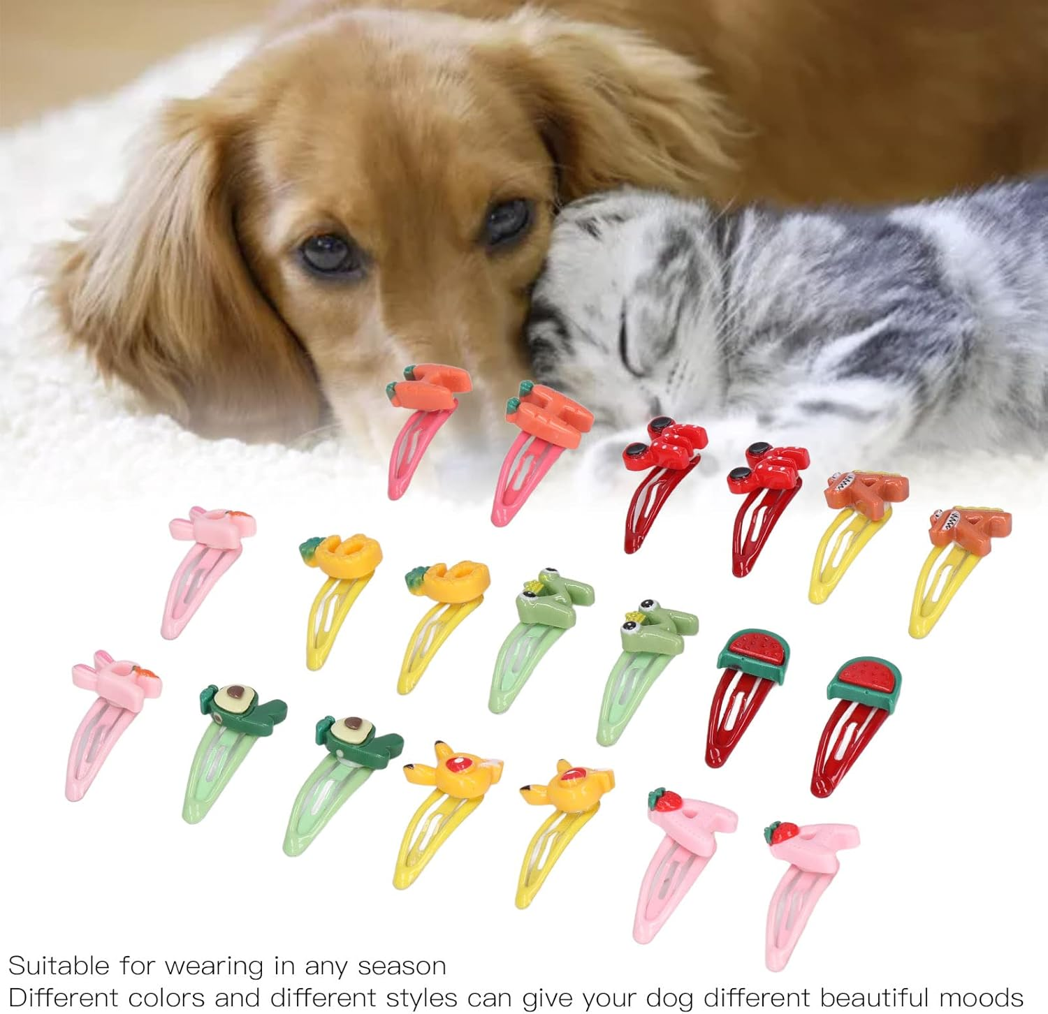 48 Pieces Dogs Hair Clips, 1 Inch Mini Bone Shaped Snap Pet Hair Barrettes Multicolor Hair Accessories, Pet Grooming Bows Hair Accessories for Dog Cat Puppy Pet image number 5