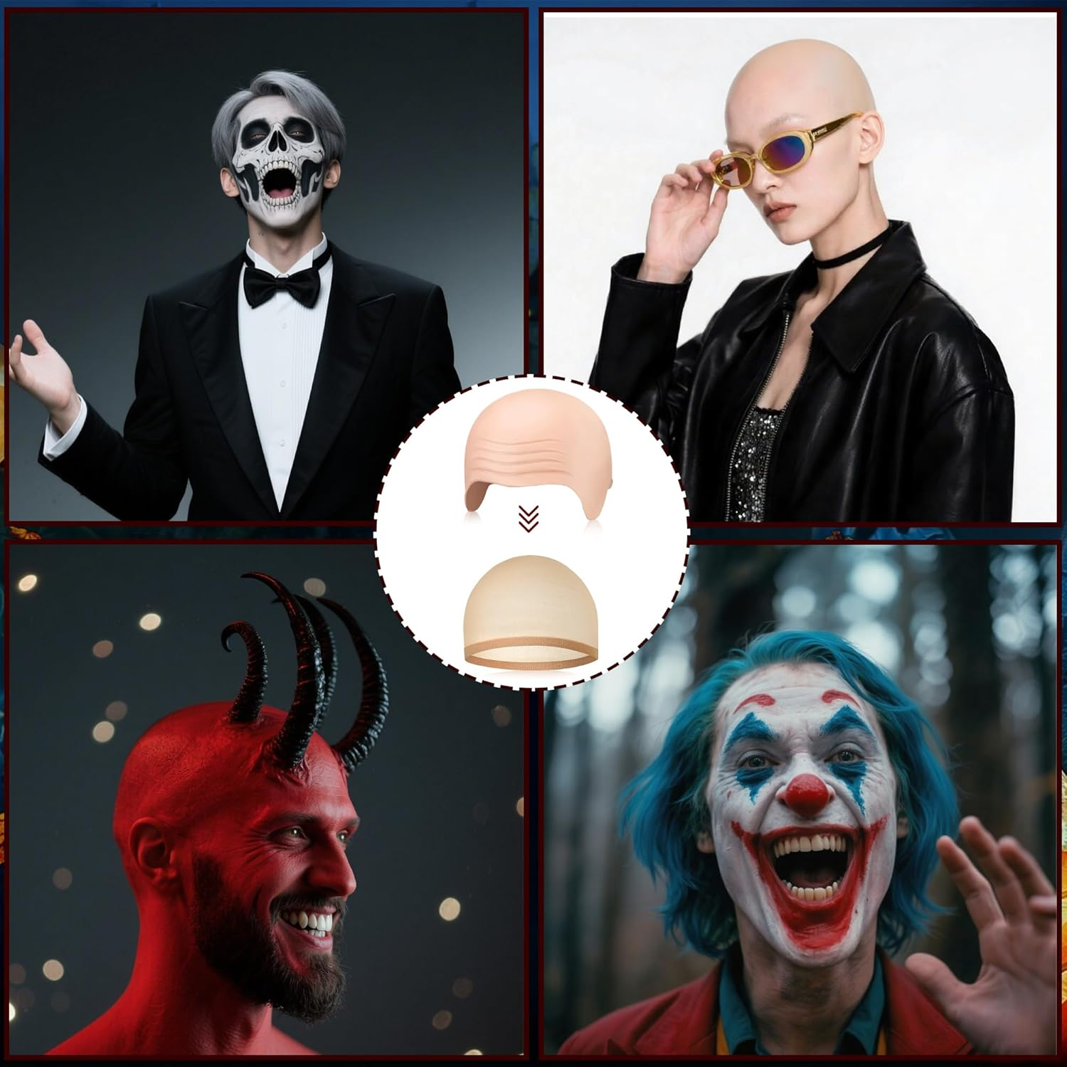 Halloween Bald Cap Bald Head Wig Caps for Adults Cosplay Party Supplies image number 2
