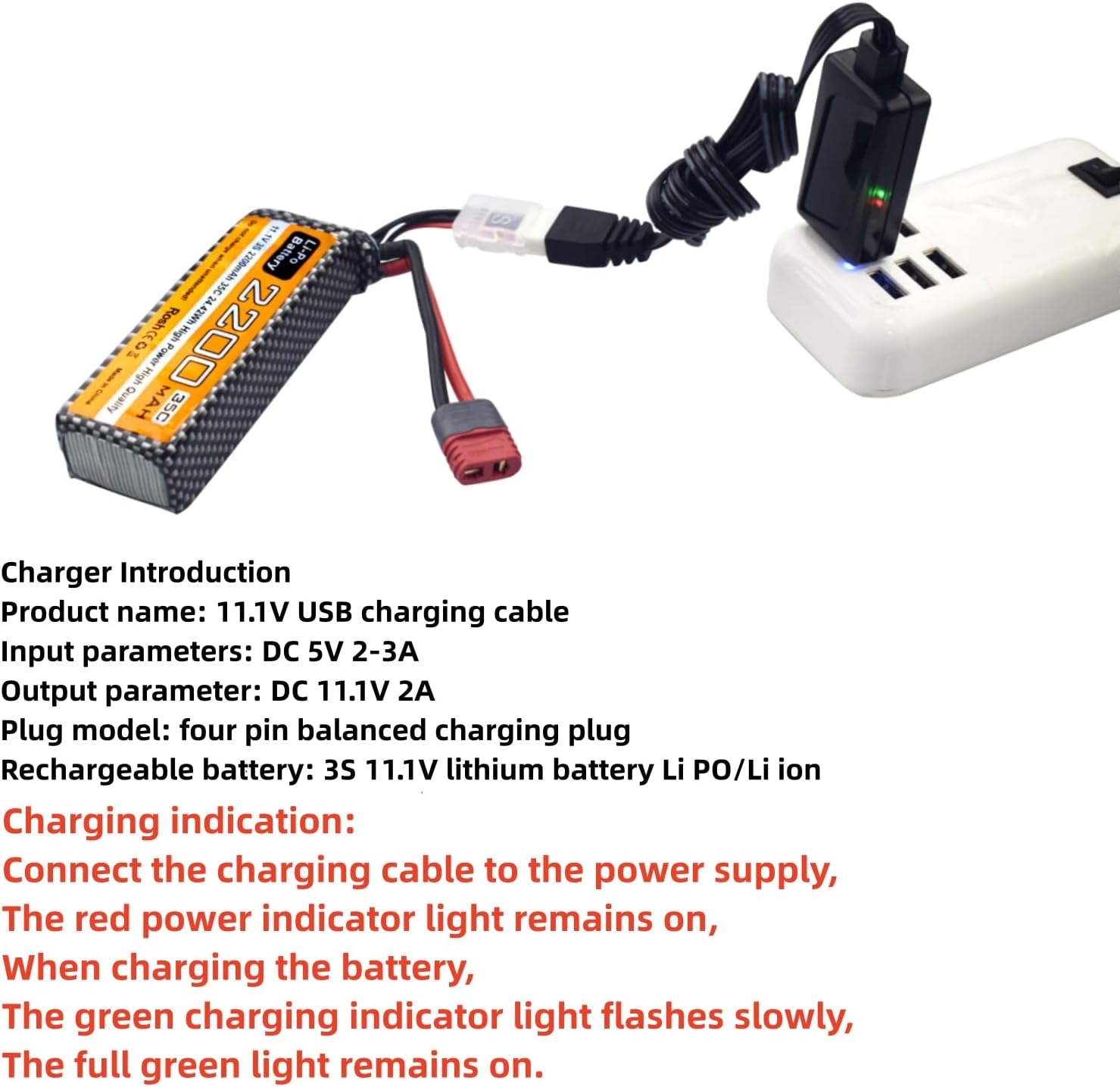 11.1V 2200Mah 35C 3S Lipo Battery with T Plug and USB Charging Cable Suitable for MJX H16P H16E H16GT H16BM H16PL 14301 RC Car High-Speed Drift Model Toy Car Upgrade Battery image number 6
