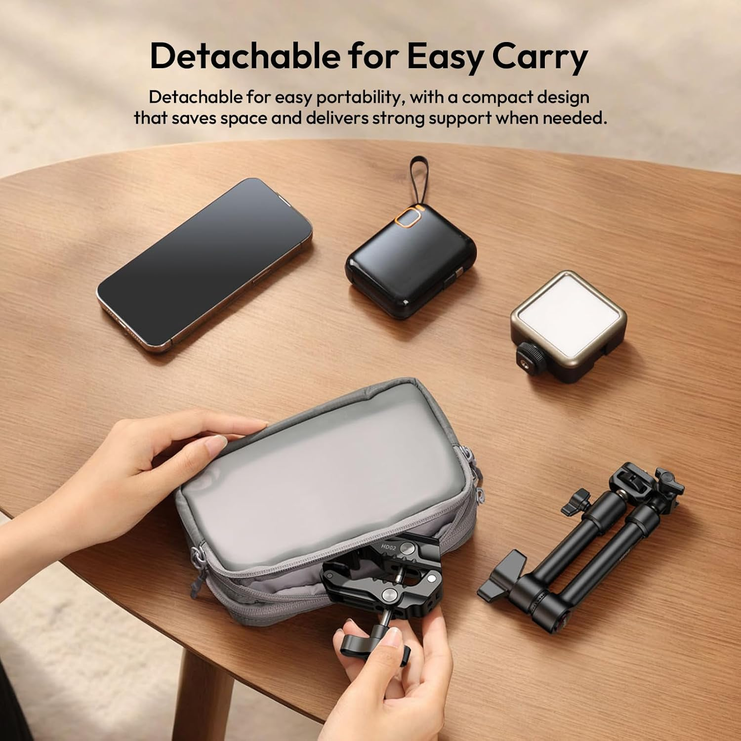 ULANZI HD02 10" Camera Magic Arm Super Clamp Kit with 360&deg; Ball Head,Heavy-Duty Super Clamp,6.6Lbs Load, 1/4"-20 & 3/8"-16 Mount, ARRI Pins, NATO Rail Articulating Friction Arm for Dslr/Monitor/Light image number 4